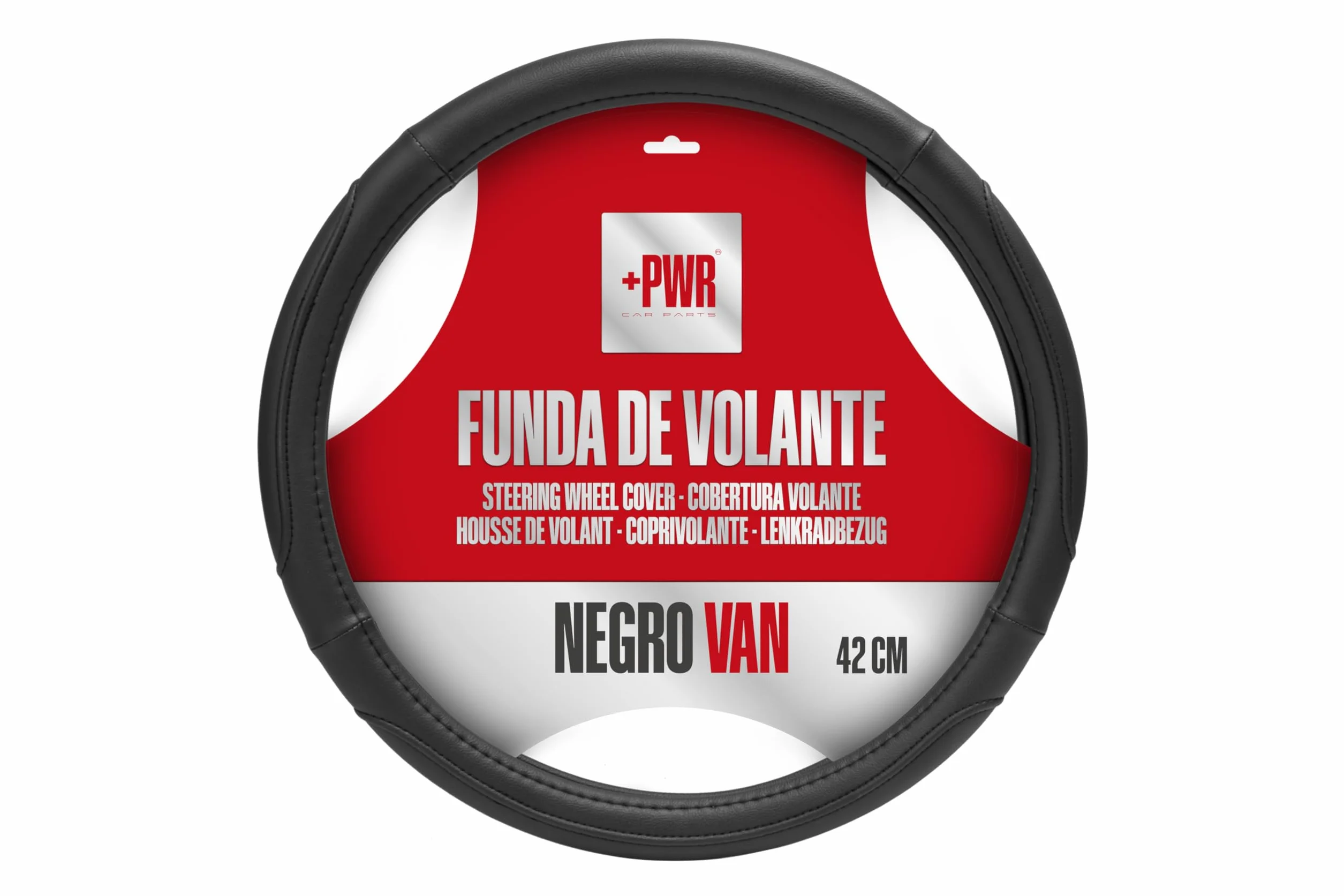 Coprivolante modello Van Nero Universale per volanti di furgoni da 42 cm. Antiscivolo. Realizzato in 50% PVC + 50% TPE di alta qualità.