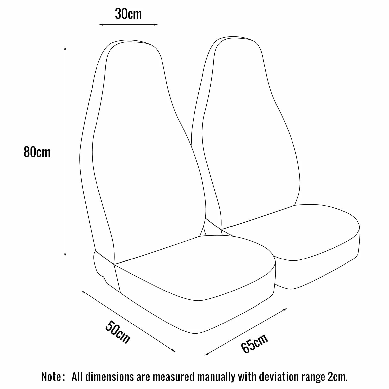 Coprisedili Anteriori Universali in Tessuto Con Schienale Alto Grigio per Auto Van SUV