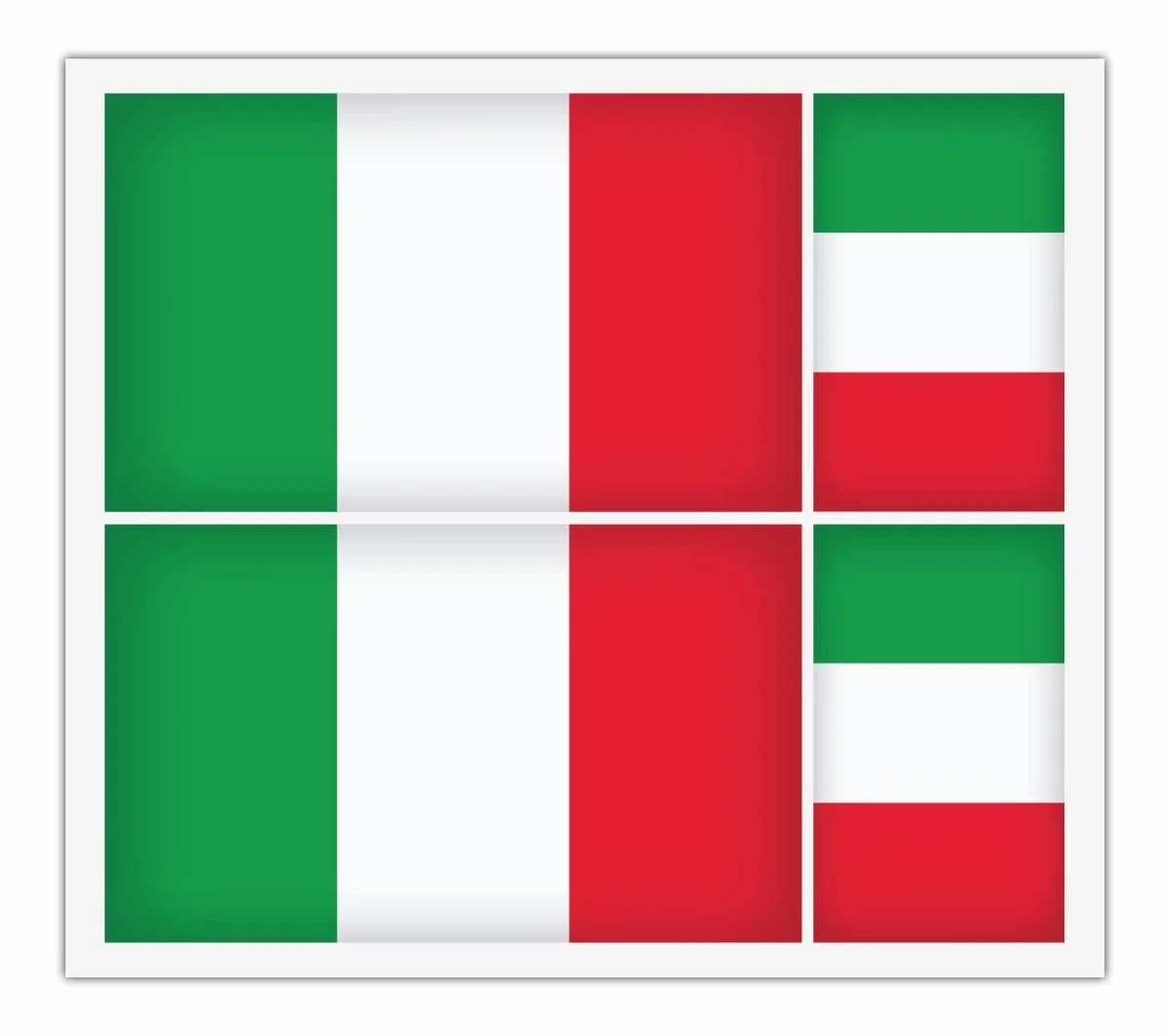 4 x Adesivo in vinile con bandiera italiana per paraurti auto, specchietto, iPad, furgone, laptop