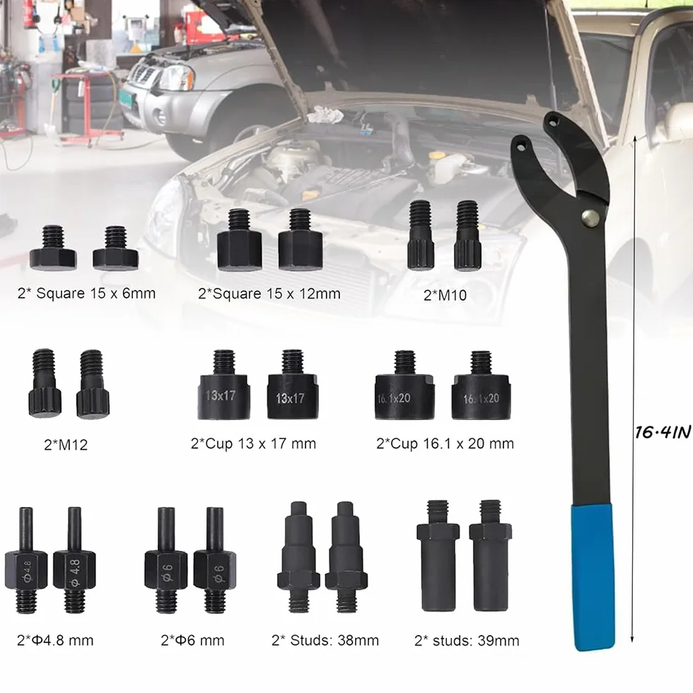 Chiave di Serraggio per Alberi a Gomiti 420mm Apertura Max 146mm Metallo ABS Nero Compatibile VW Audi Skoda