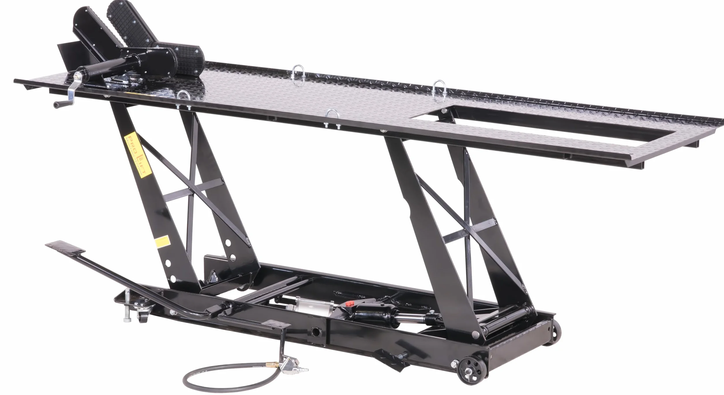 Ponte sollevatore per motocicletta, parallelogramma, 450 kg con pneumatico + azionamento a pedale, blu, PLB450-PAJ, 01646