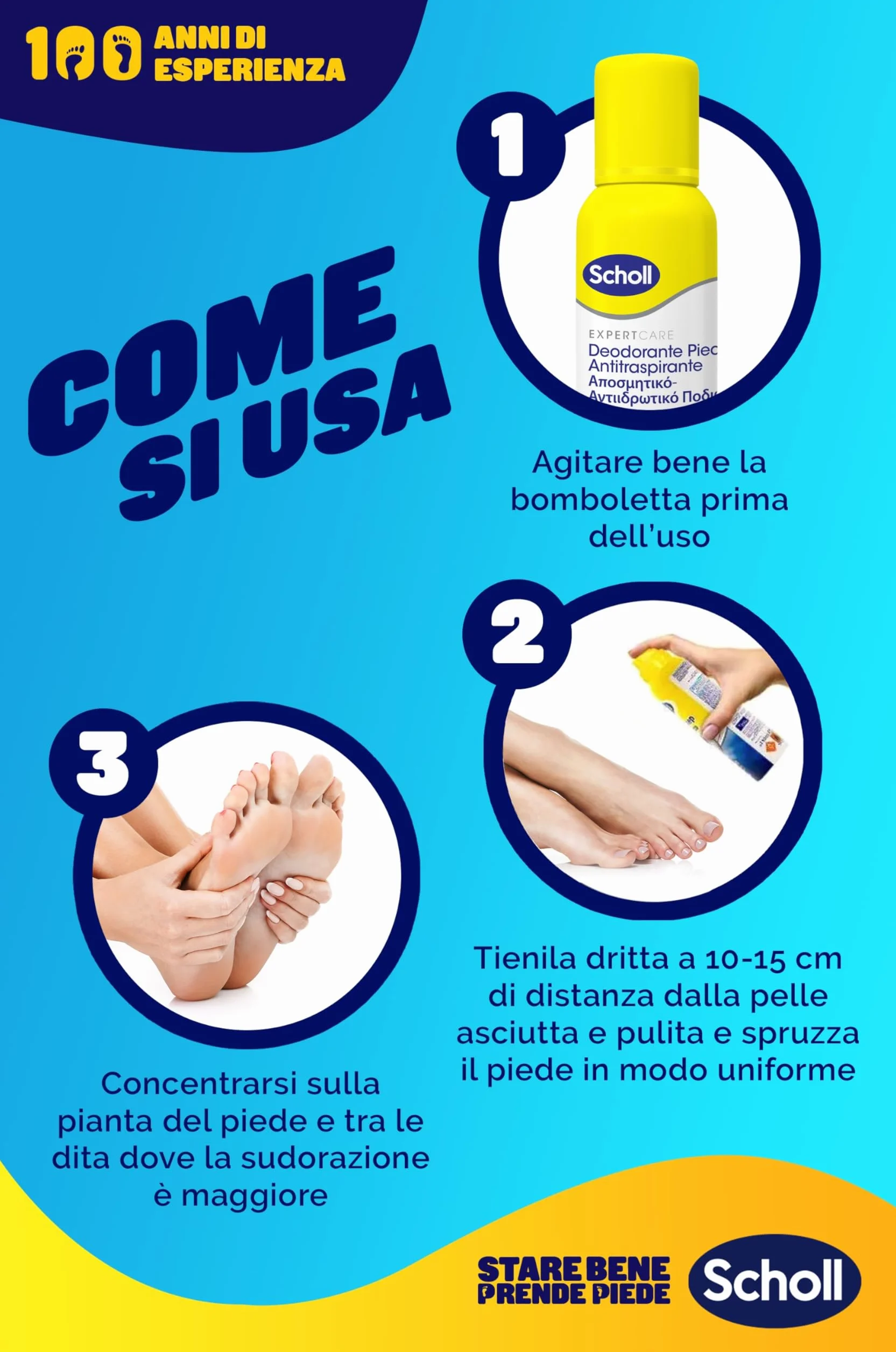 Dr. Scholl's ExpertCare Deodorante Spray Piedi Antiodore 48h 3x150 ml