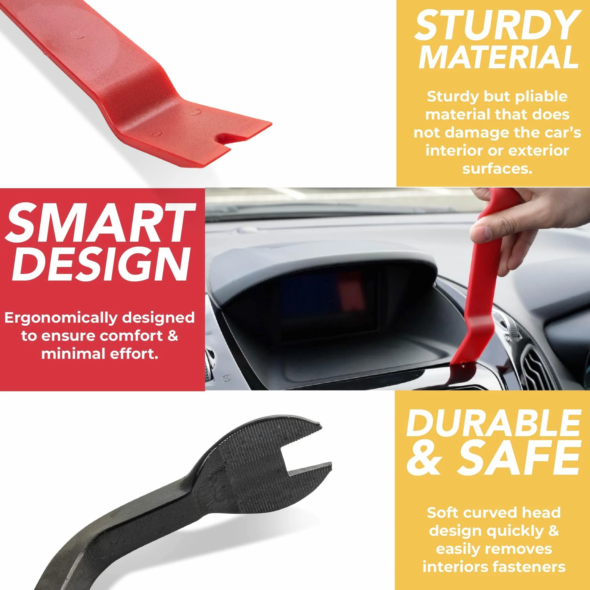 GADLANE Kit Smontaggio Plastiche Auto - 8 Pezzi Leve Plastica Smontaggio Auto, Kit Smontaggio Pannelli Auto, Strumenti Rimozione Radio e Console, Nylon Durevole, con Custodia per Auto e Barca