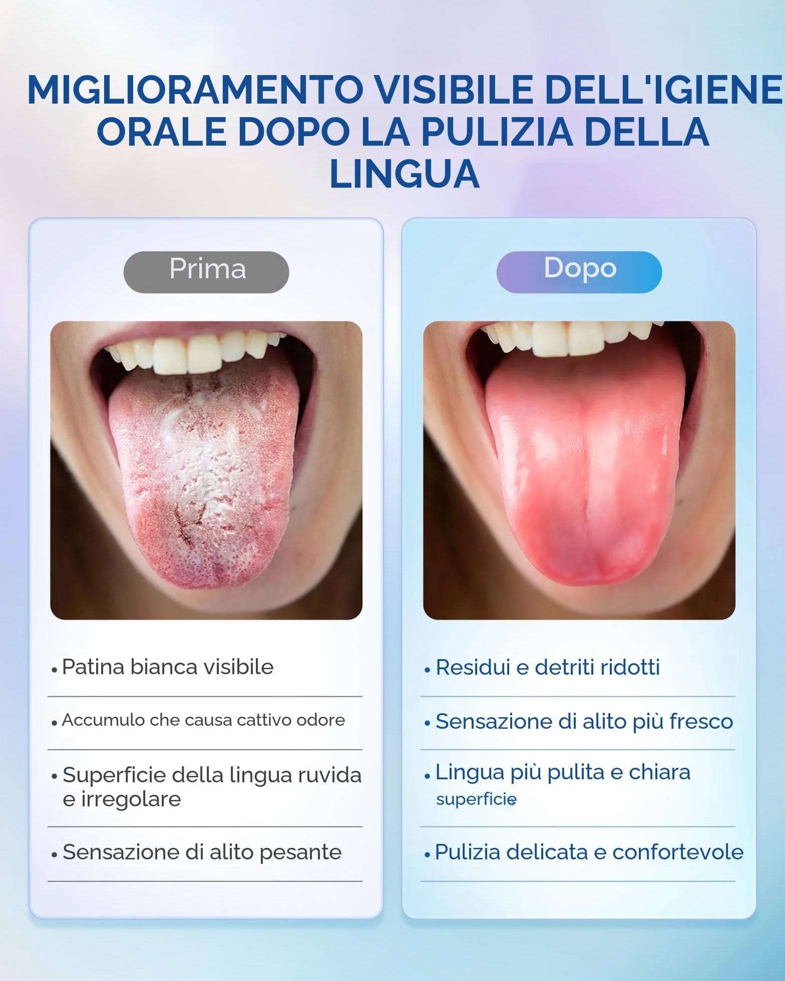 BodyAccel Gel pulisci lingua con spazzola lingua, kit igiene orale alito fresco