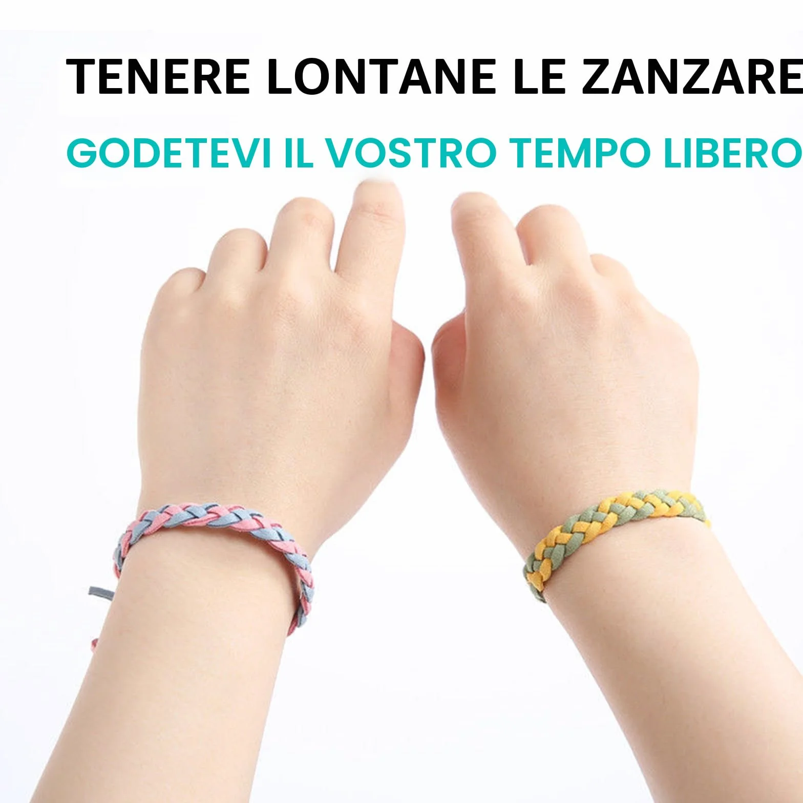 Braccialetti Repellenti per Zanzare 10 Pezzi, Fasce in Pelle Naturale Senza DEET, Protezione 350 Ore