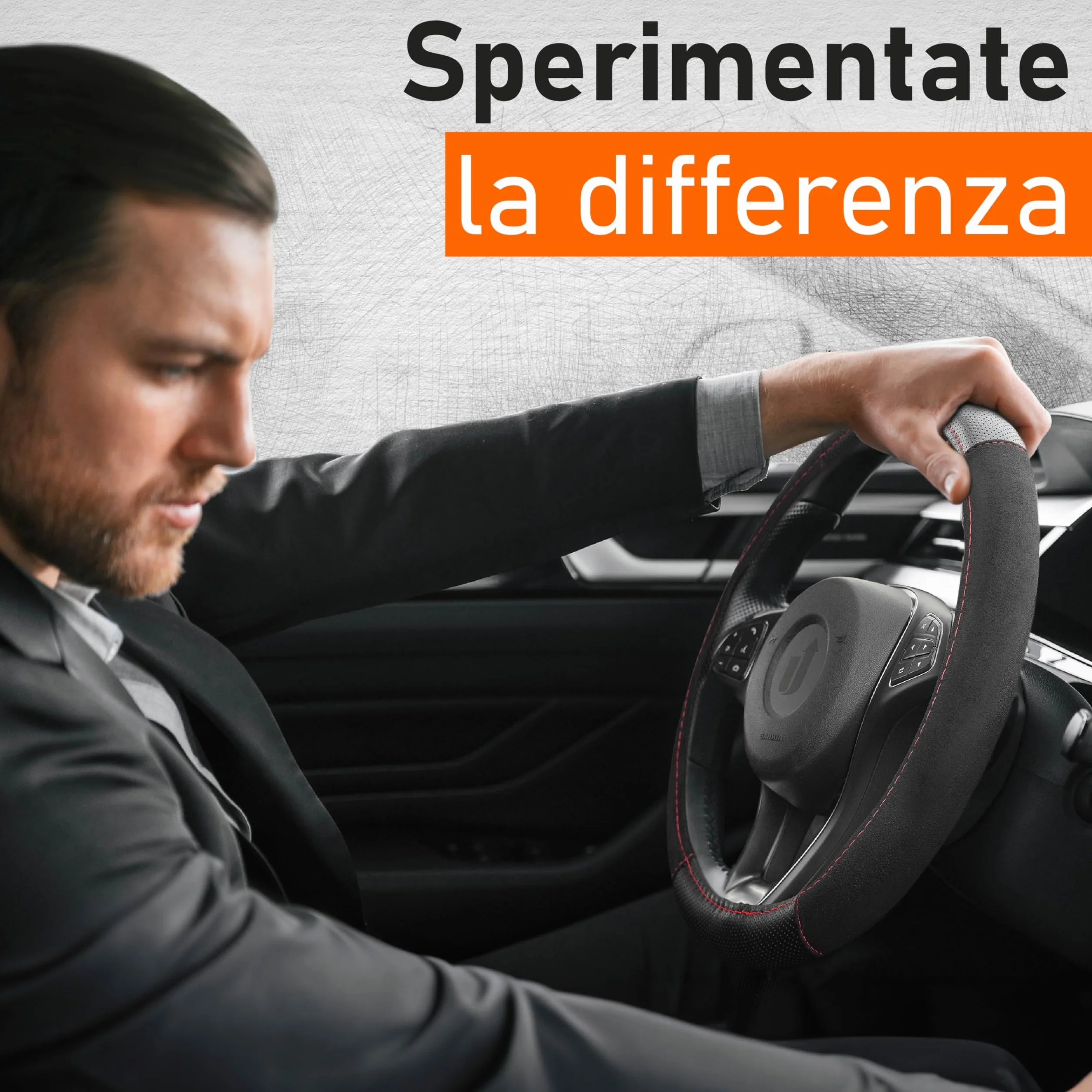 Upgrade4cars Coprivolante Auto Rosso | Copertura di Volante Universale Diametro 37-39 cm | Accessori Auto Interno | Regali per Donna e Uomo