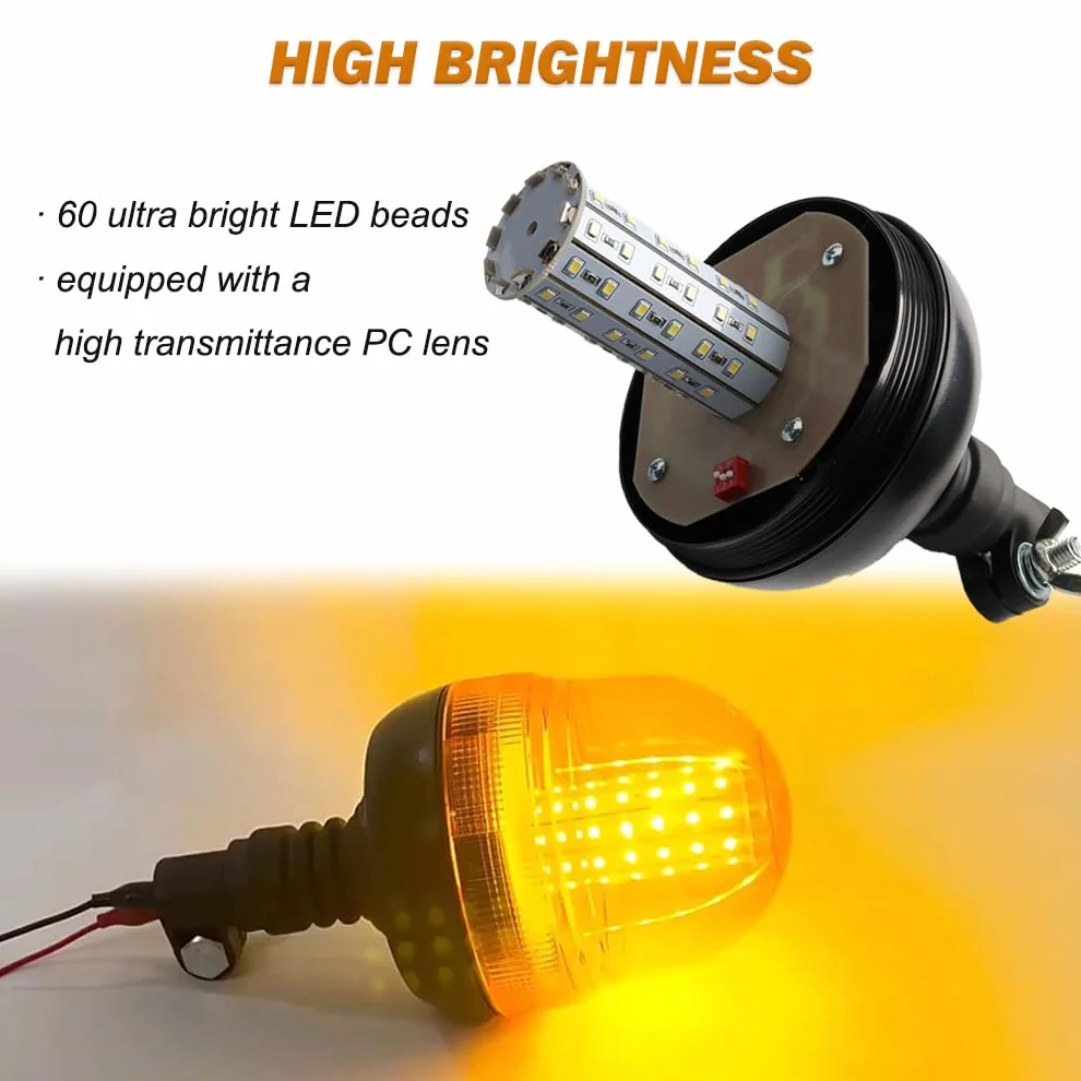 Luci Lampeggiante Trattore LED Arancioni 12V 3 Modalità per Rimorchio Camion Veicoli Agricoli