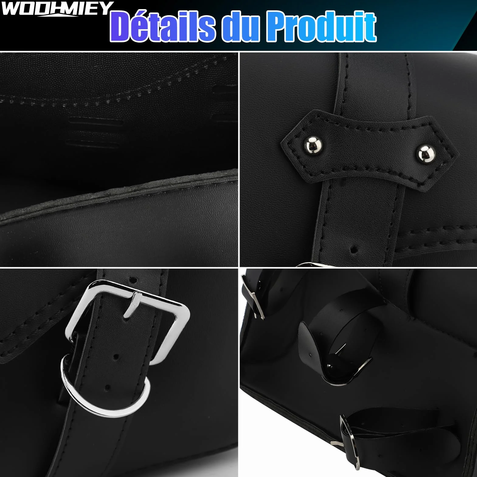 Borsa laterale moto in pelle PU resistente all'acqua vintage grande capacità