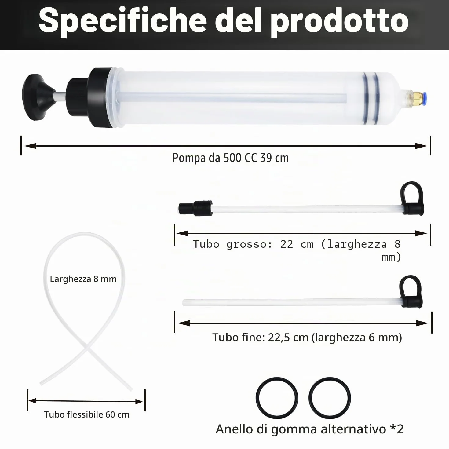 Siringa per Estrazione Olio 500 ml Pompa Manuale con Tubo Flessibile