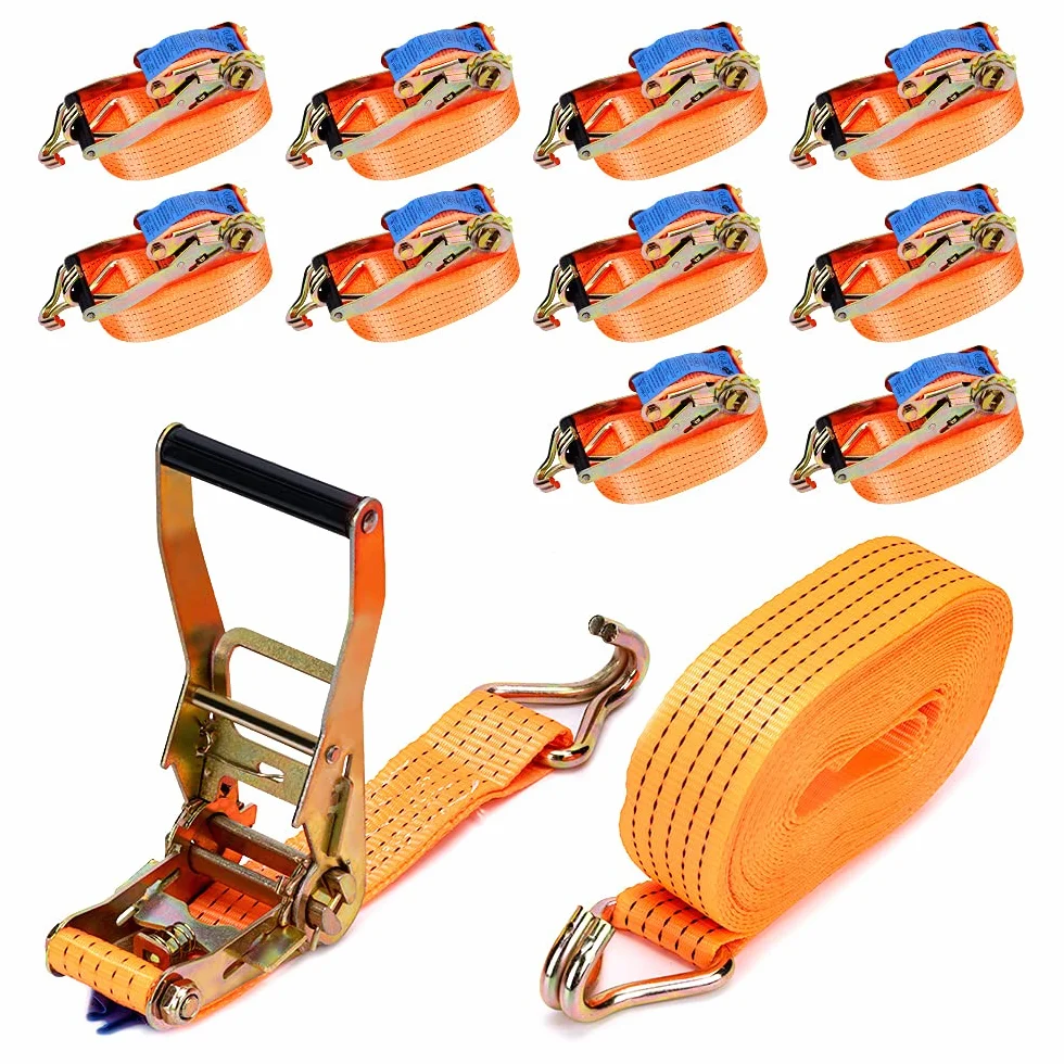 maXpeedingrods Cinghie di ancoraggio 5000kg 10m EN 12195-2 Cinghia Di Tensione Cricchetto Gancio 50mm 10Pcs