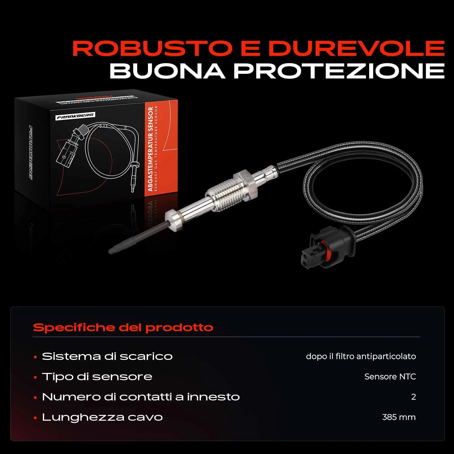 Frankberg Sensore temperatura gas di scarico 2-Poli Compatibile con Serie 1 F20 Serie 1 F21 2 Coupé F22 F87 3 Gran Turismo F34 Serie 3 E90 Serie 3 F30 F80 Serie 3 Touring F31 Replace# 13628509963