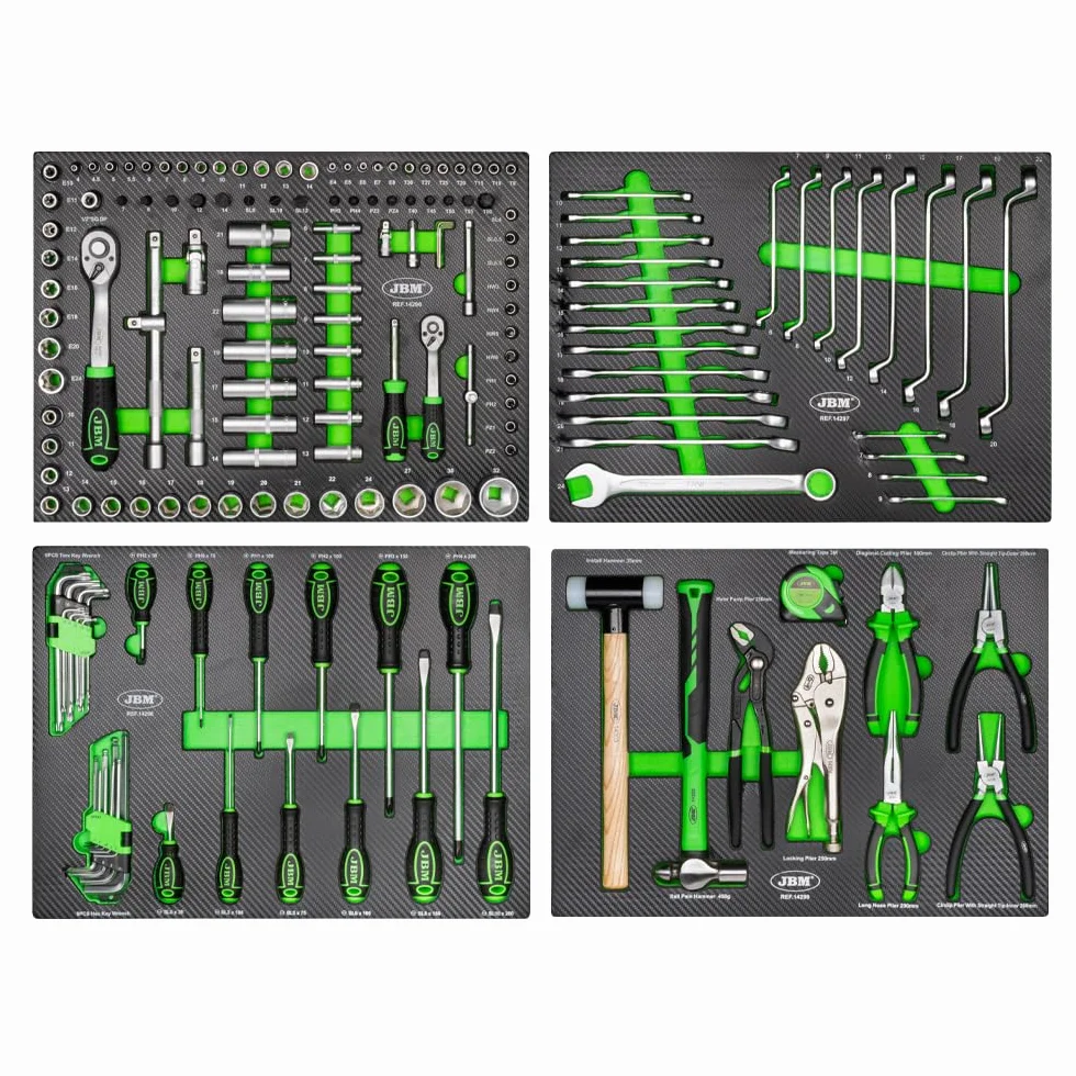 JBM Set di Mobili Componibili per Officina 18 Pezzi con 4 Moduli Utensili in Carbonio Eva, Serie 446, Nero e Verde