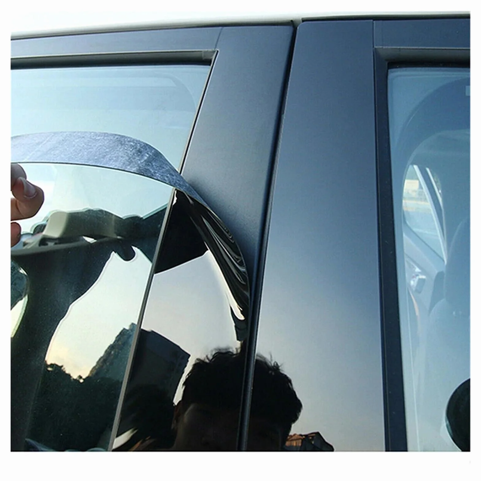 NEGRO Auto Pilastro Messaggi Nero Lucido Porta Finestra Stampaggio Copertura Adesivi Accessori for Hyundai Tucson 2016-2022