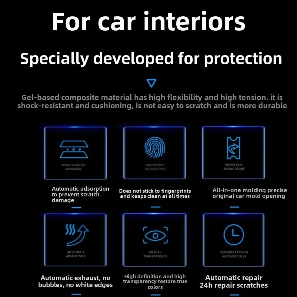 Pellicola per interni auto, cruscotto, piano del cambio, console centrale, antigraffio, trasparente, in TPU, accessorio per Maserati Grecale 2023-2025 (pellicola di navigazione GPS)