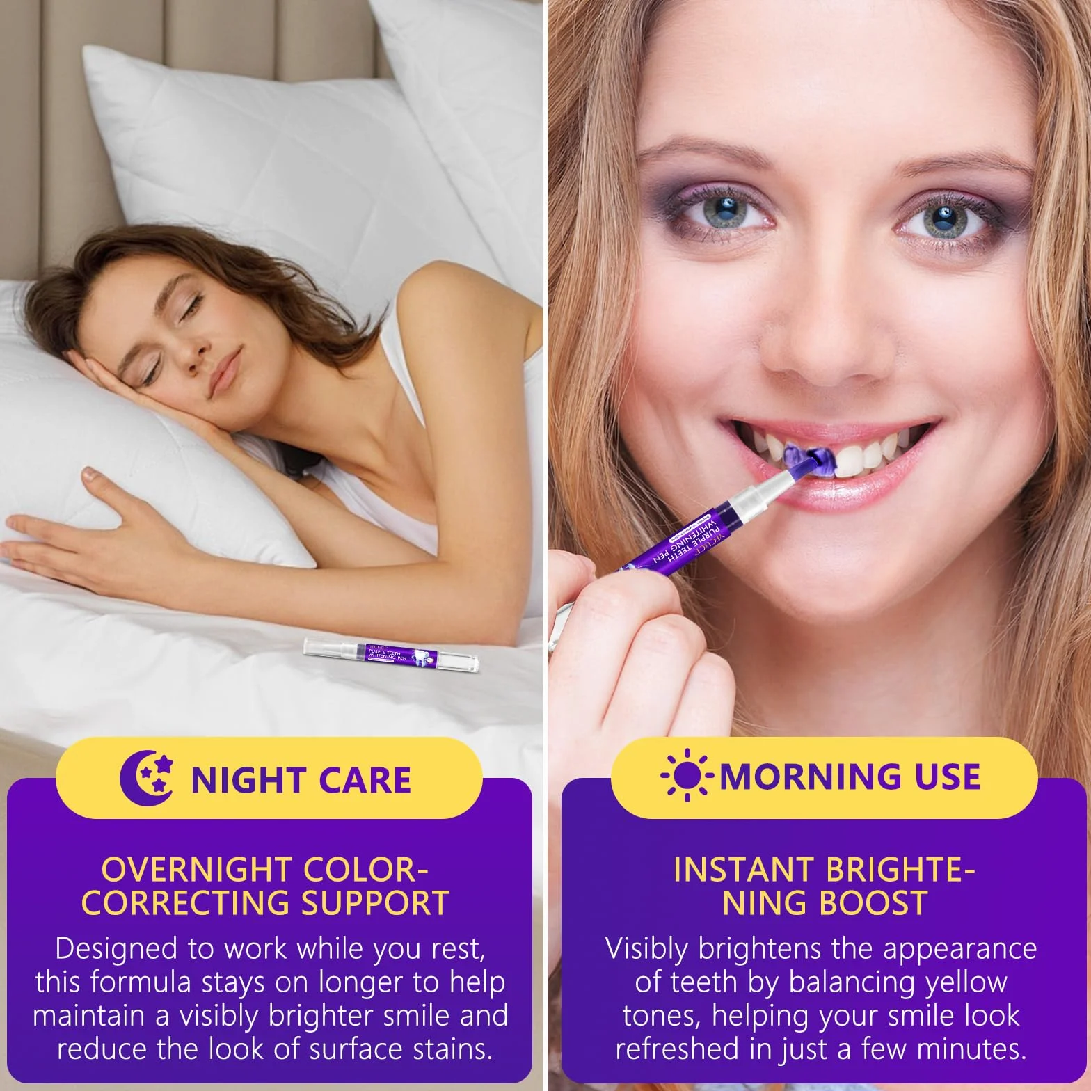 Penna sbiancante denti viola 6 pezzi gel sbiancante dentale rimozione macchie
