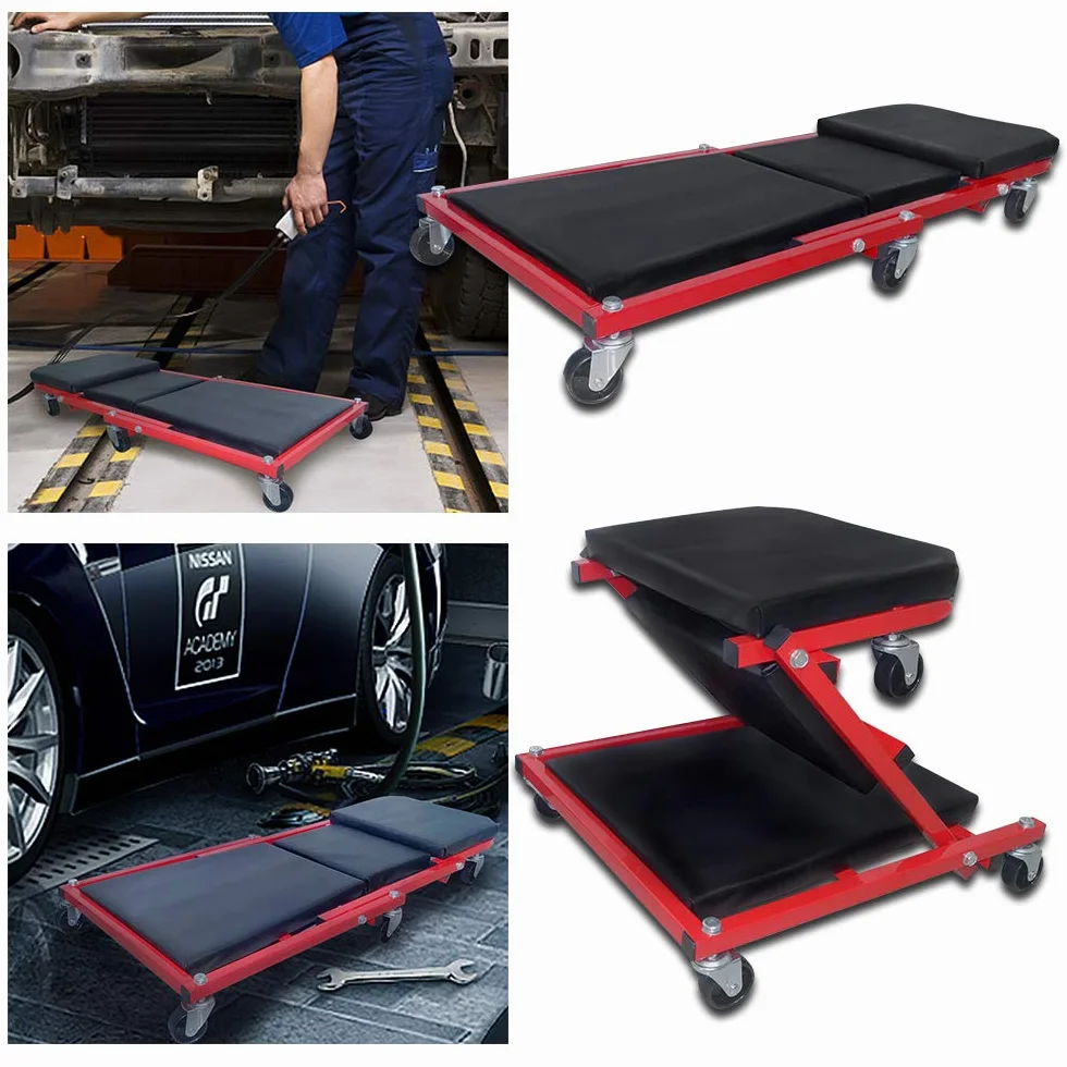 Lettino per officina auto 2 in 1 con rotelle, 150 kg, rotelle girevoli 360°