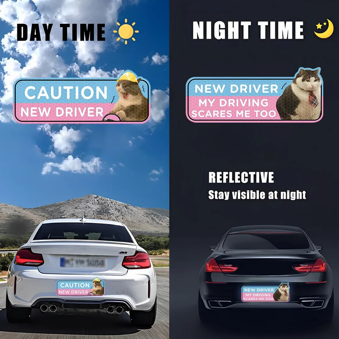 Adesivo avvertimento riflettente per Neopatentati - 4 Pezzi, Adesivo per Principianti Guida Auto
