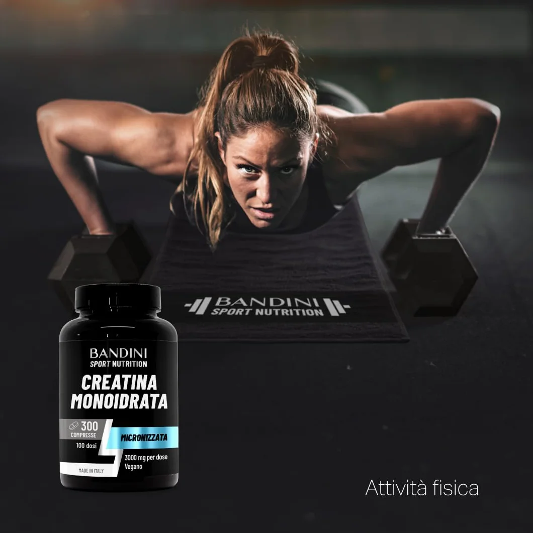 Bandini Creatina Monoidrata 300 Compresse 3000mg Integratore Allenamento Pre Workout Vegan