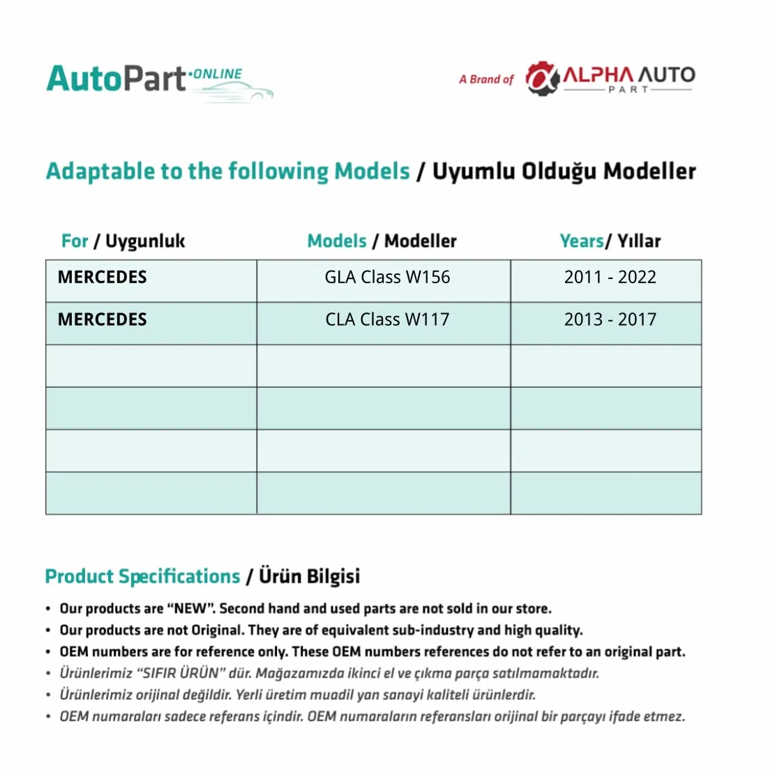Kit di riparazione tetto panoramico per Mercedes Classe GLA (W156)
