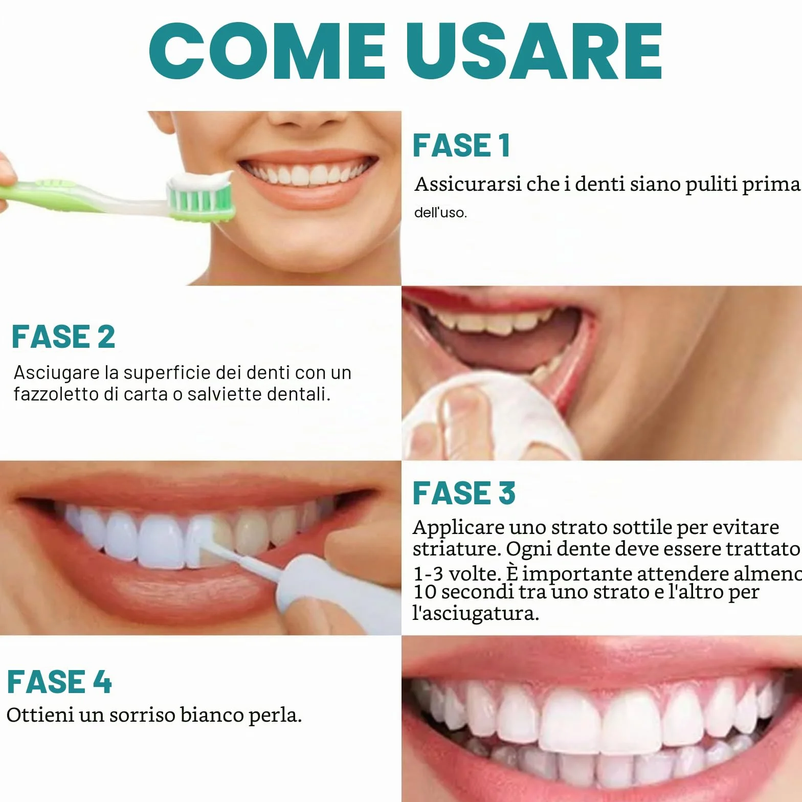 Vernice Dentale Bianca Sbiancante Per Denti Smacchiatore Sbiancamento Istantaneo Sensibilità Igiene Orale