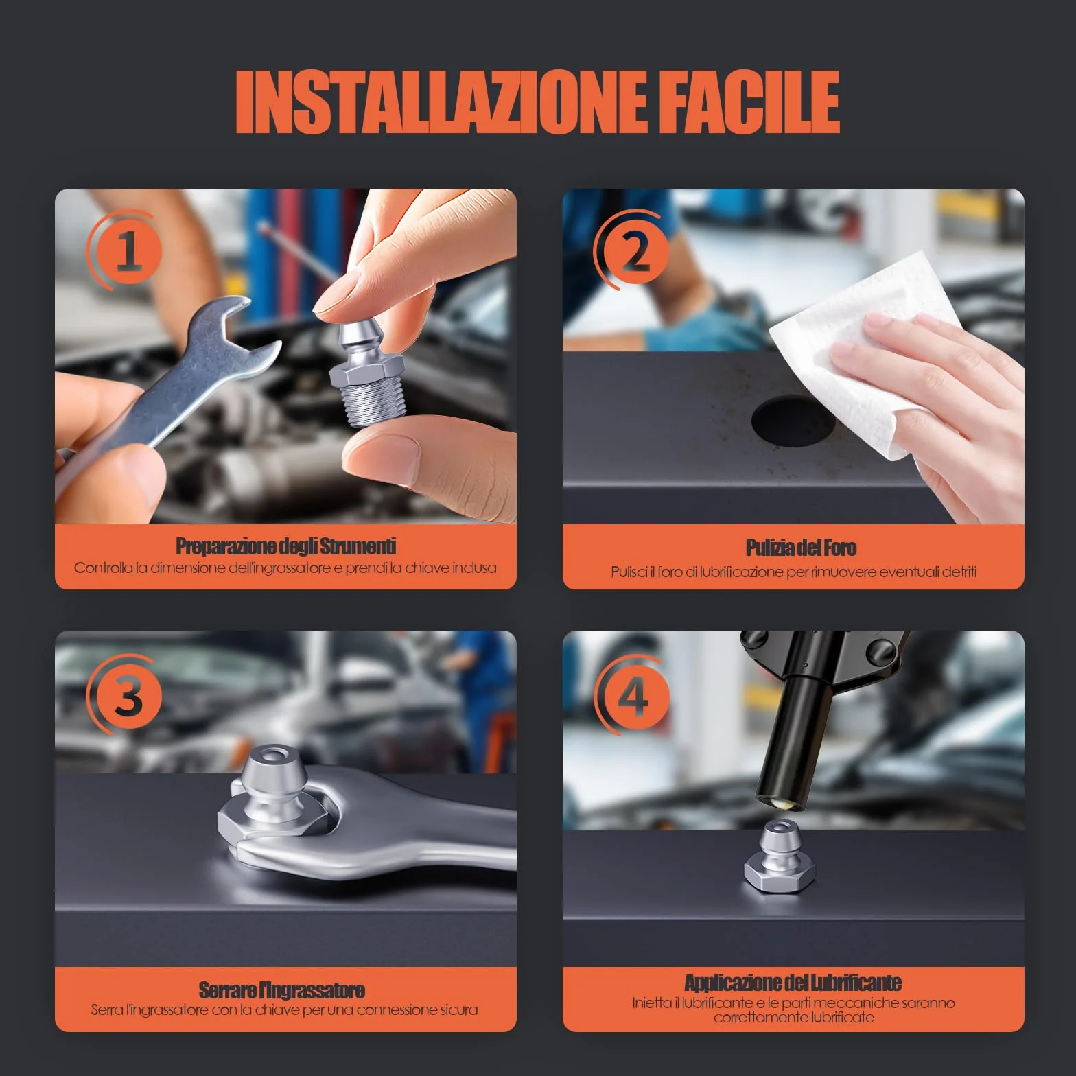 TRILINK Kit Assortito Ingrassatori 160 Pezzi Metrici M6 M8 M10 Angoli Dritti 45 90 Gradi Chiave