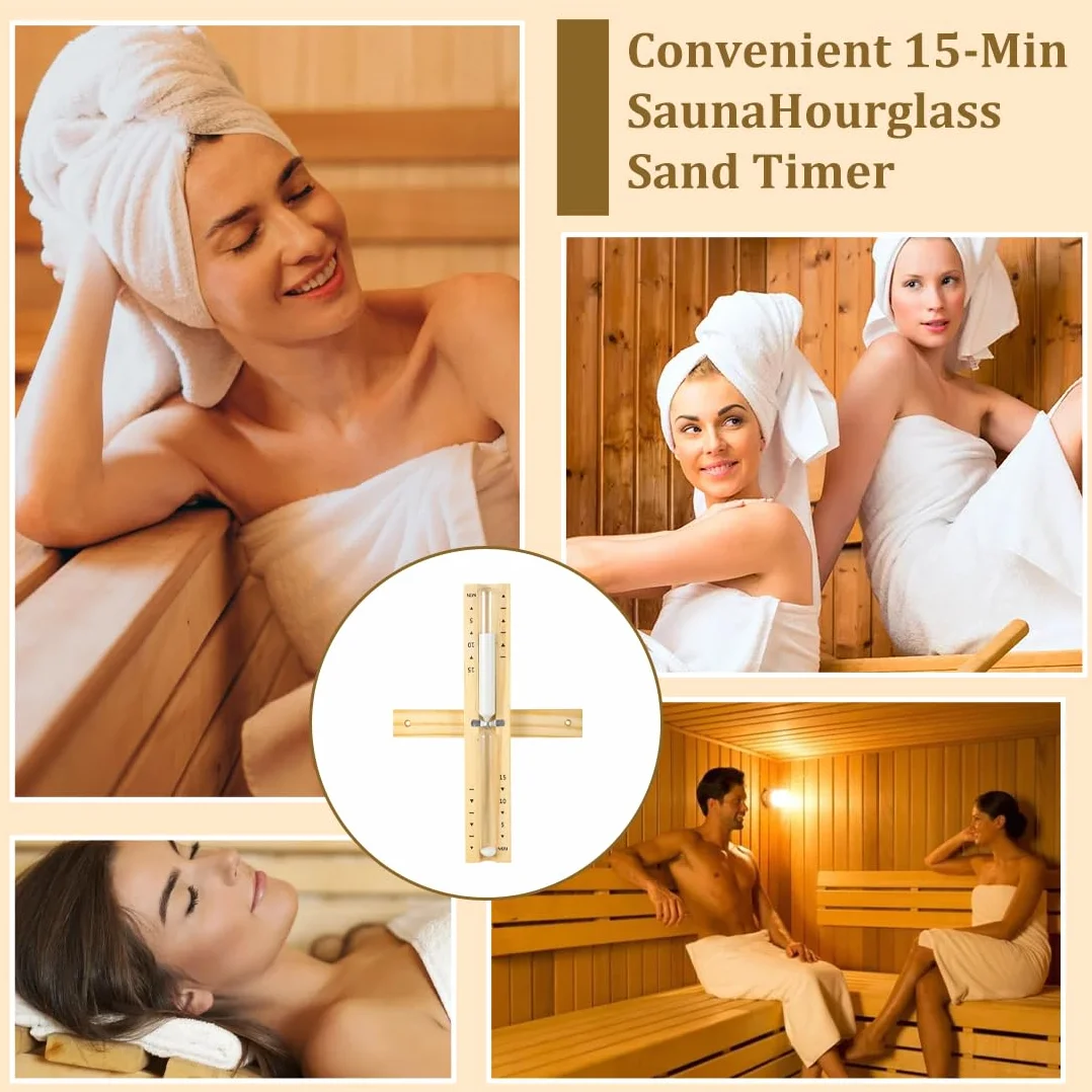 Clessidra Sauna Analogica 15 Minuti Legno Sabbia Timer Girevole Parete