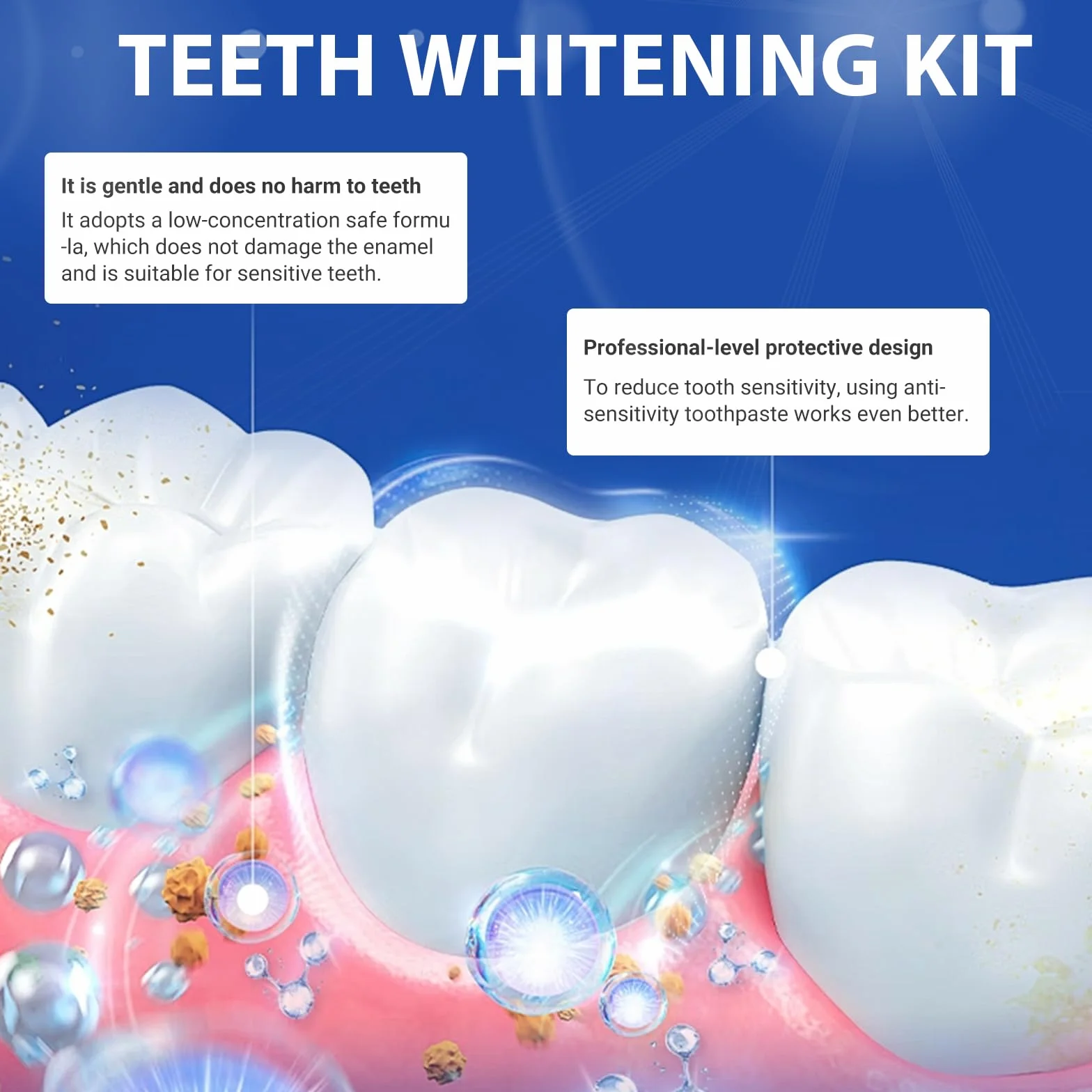Kit Sbiancante Denti Professionale 5 Gel Sbiancante per Ridurre Macchie da Caffè Tè e Fumo Blu