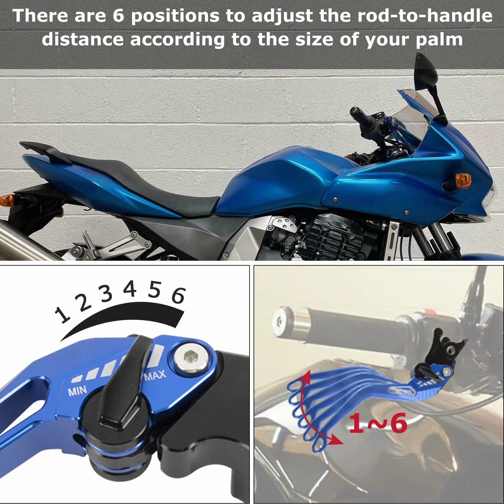PSLER Leva Freno e Frizione Moto Set 147mm per MT-125 R125 2014-2021 Blu
