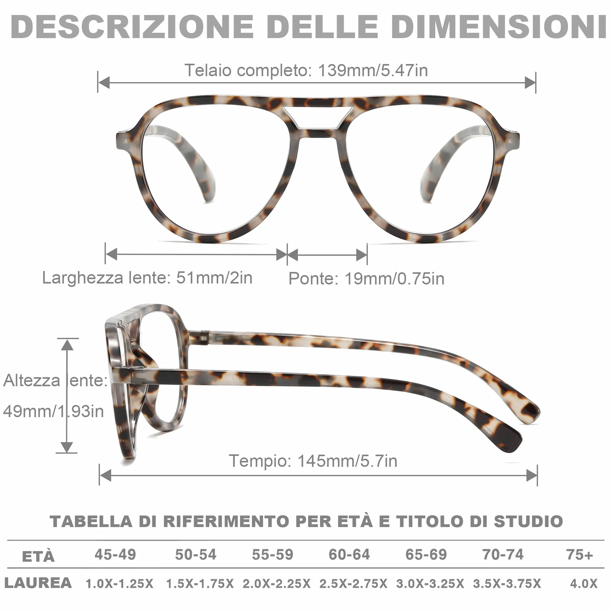Occhiali da Lettura Anti-Luce Blu Set 3 Paia Nero Tartaruga Grigia Marrone Panno Pulitore