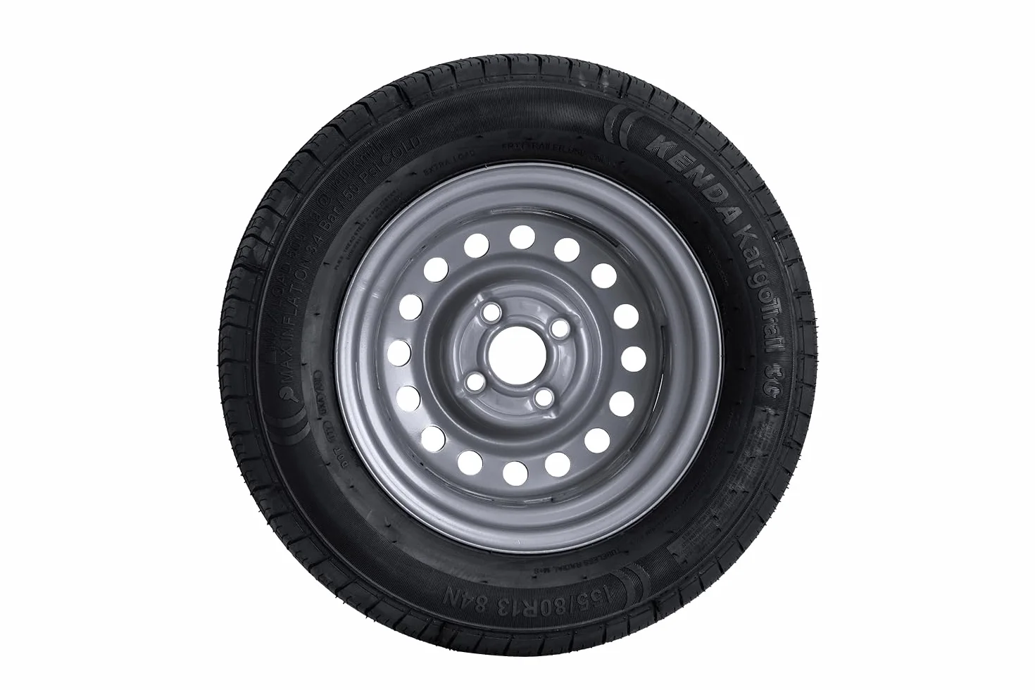 KENDA Ruota Completa per Rimorchio Leggero 155/80 R13 84N con Cerchio in Acciaio 4Jx13"H2 4x100 ET30, Portata 500 kg per Carrelli e Camper