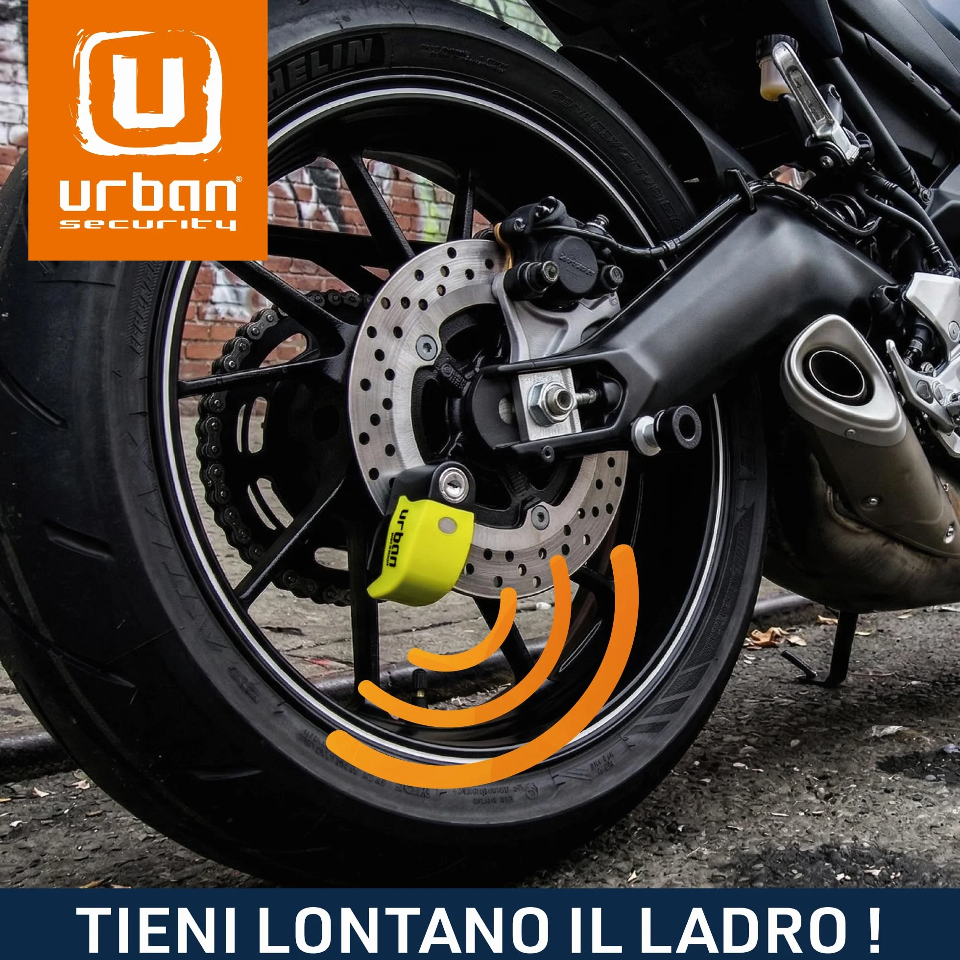 URBAN UR6 Antifurto Moto Blocca Disco con Allarme 120dB LED Impermeabile Sensibilità A+