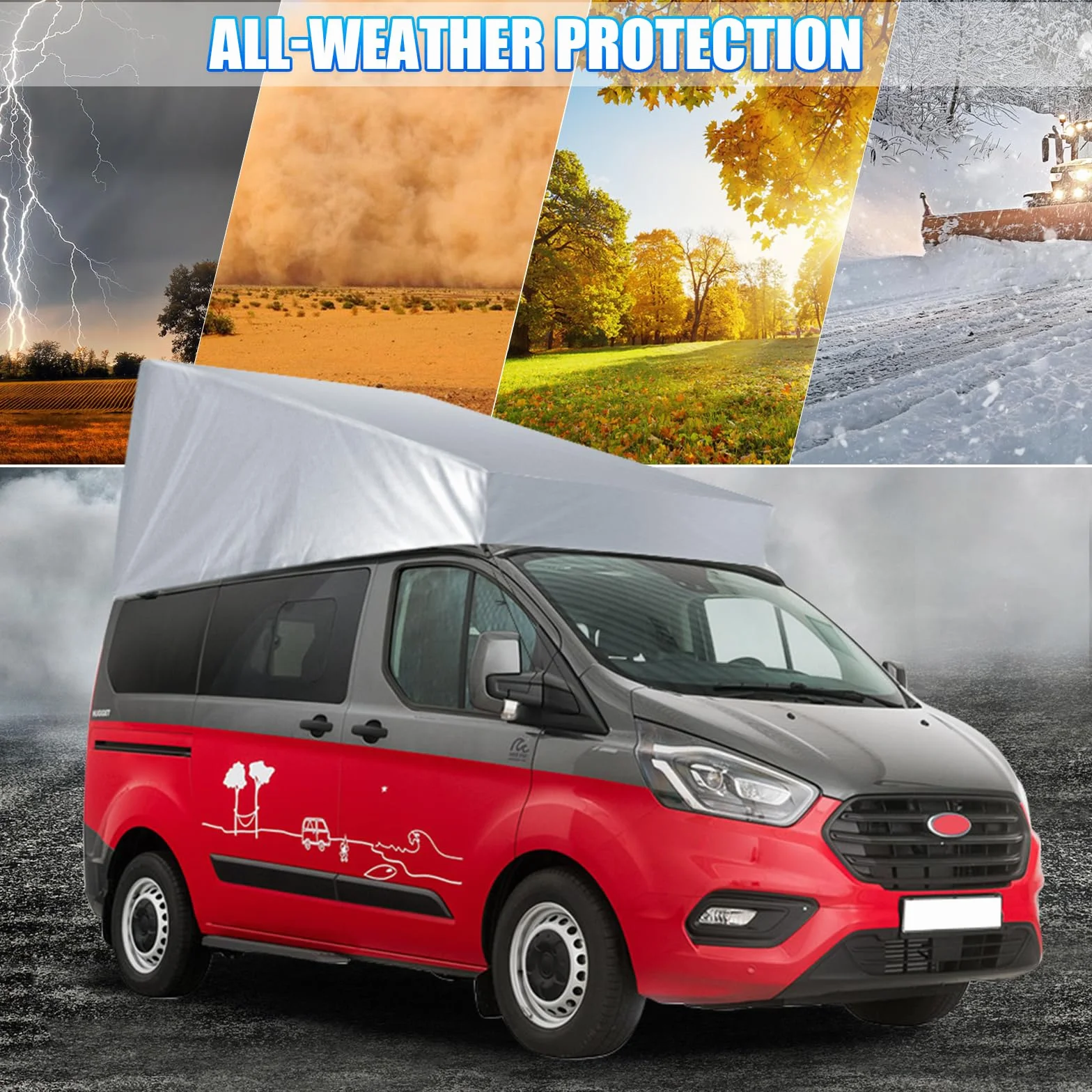 Protezione del Tetto Sollevabile Sostituzione per Ford Transit Custom, Tenda da Tetto per Camper con Protezione dalle Intemperie per Tetto a Scomparsa, Non Adatto per Tetti Ristrutturati
