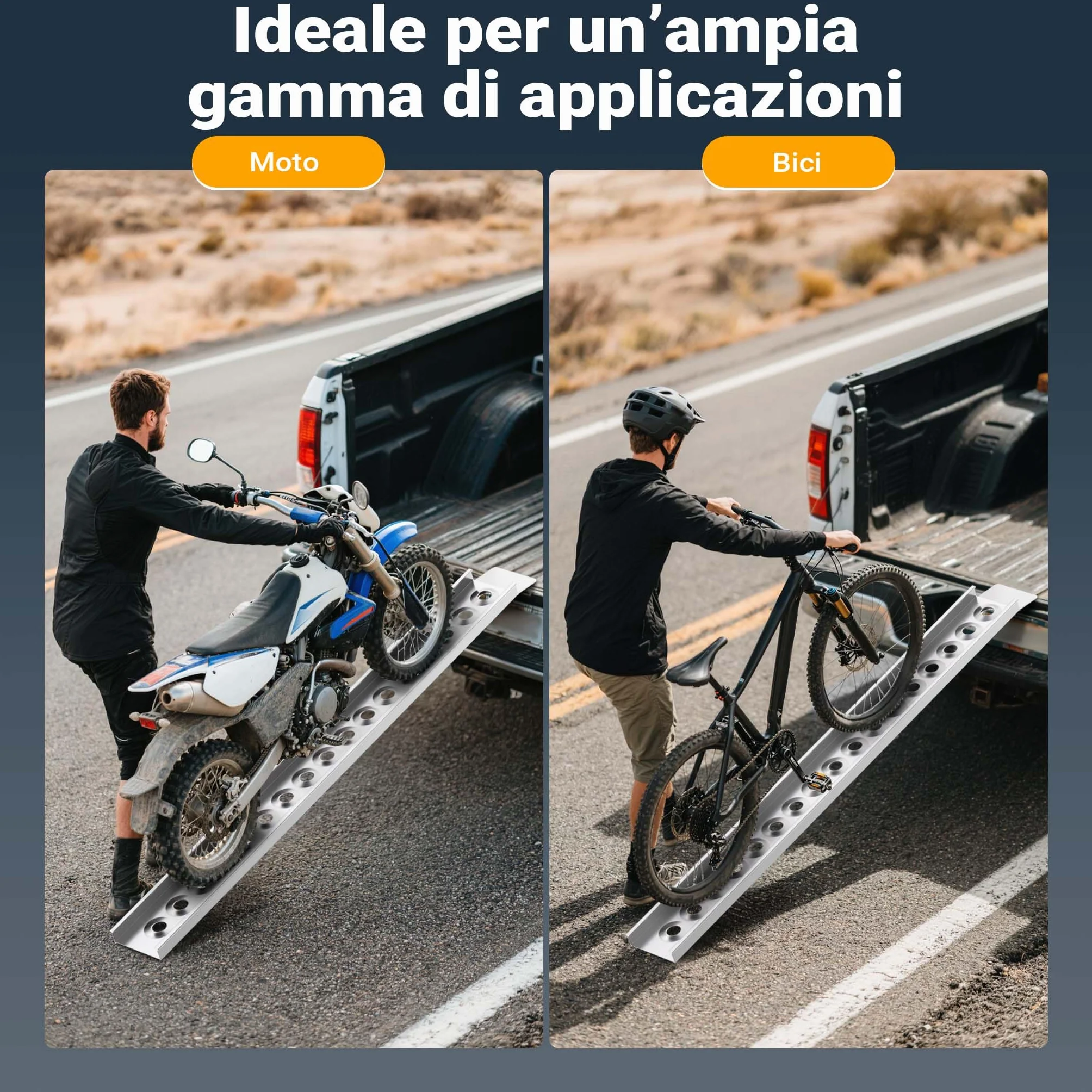 Rampa di carico 163 cm in alluminio per moto e quad Portata max 180 kg