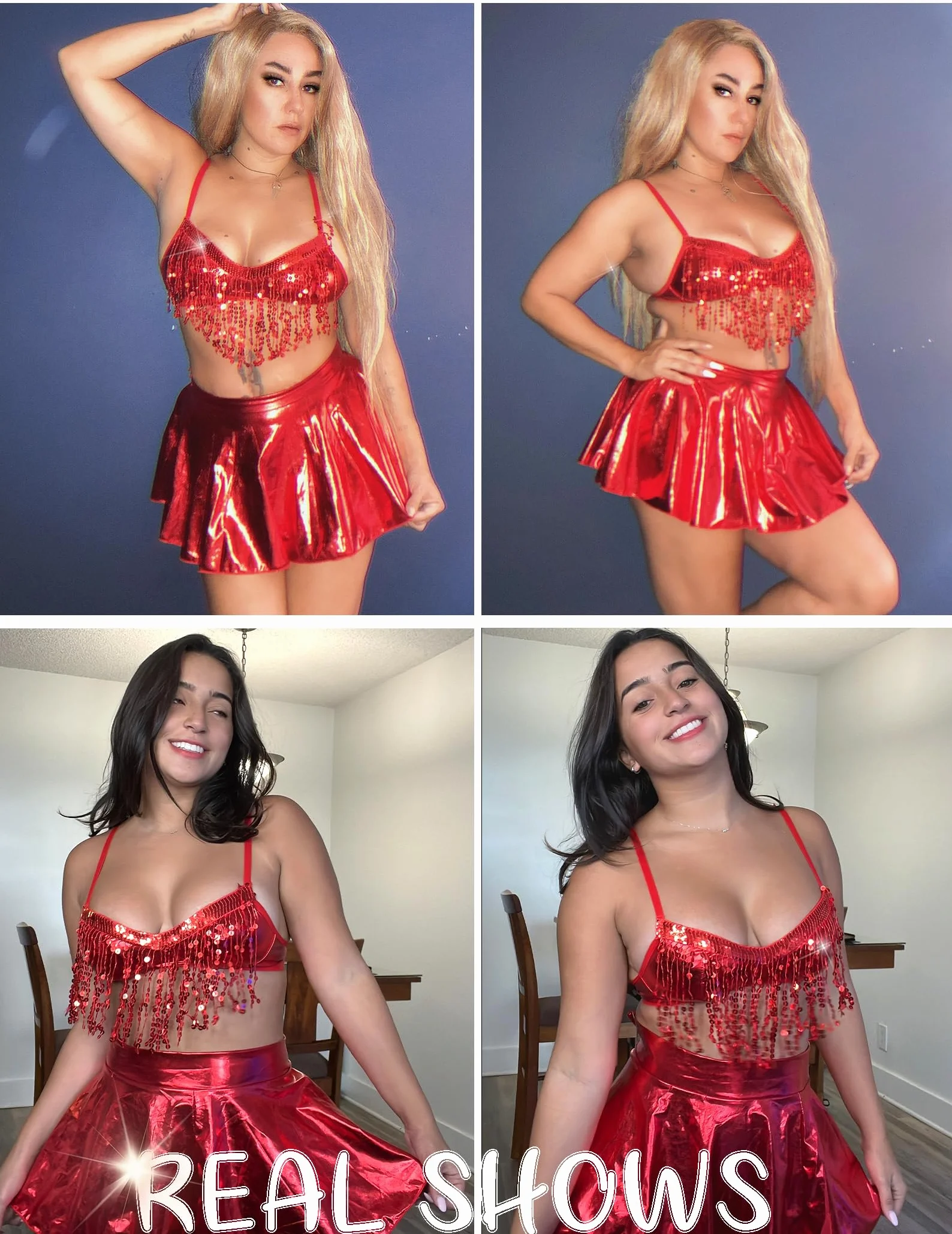 Avidlove Latex Lingerie Set 3 Piece Sexy Mini Dress with Fringe Bra and Panties Rave Clubwear