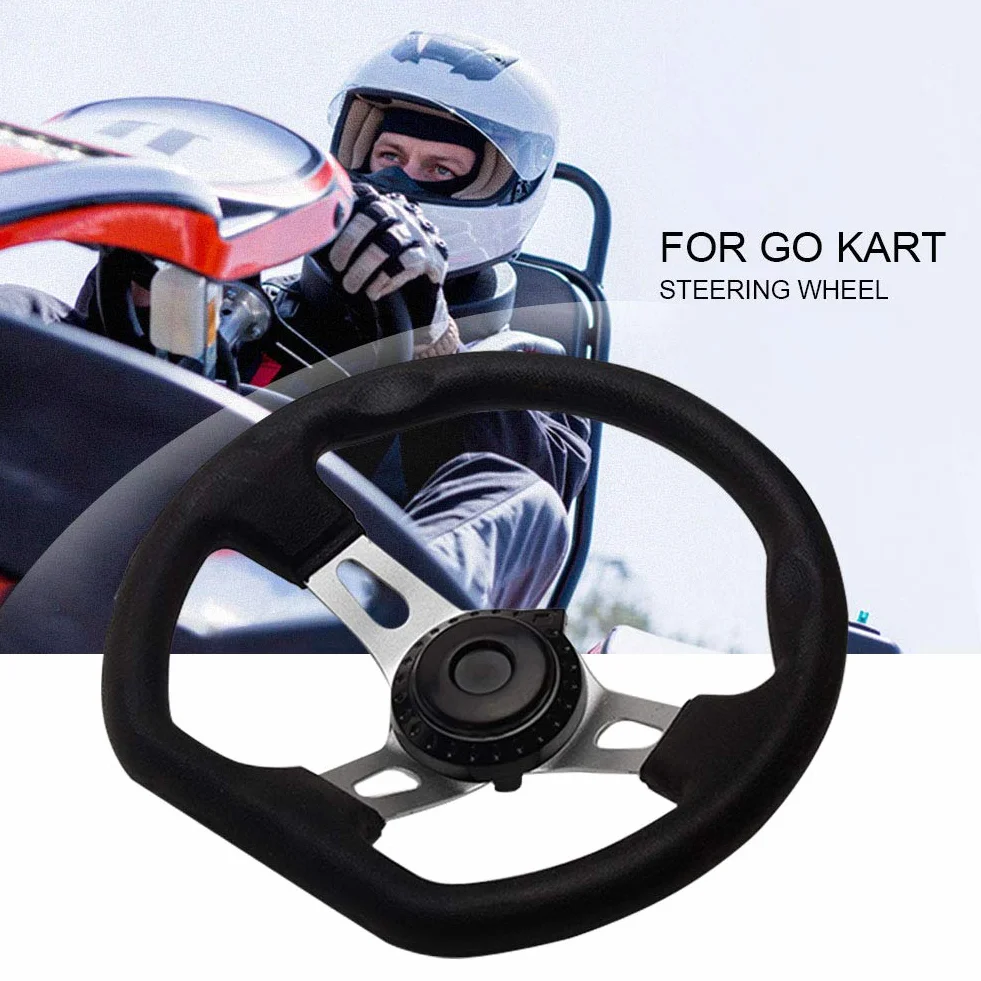 Volante per go-kart con cappuccio per Kandi, 270 mm, interno veicolo, 3 razze per volante Go Kart, in schiuma PU con fori
