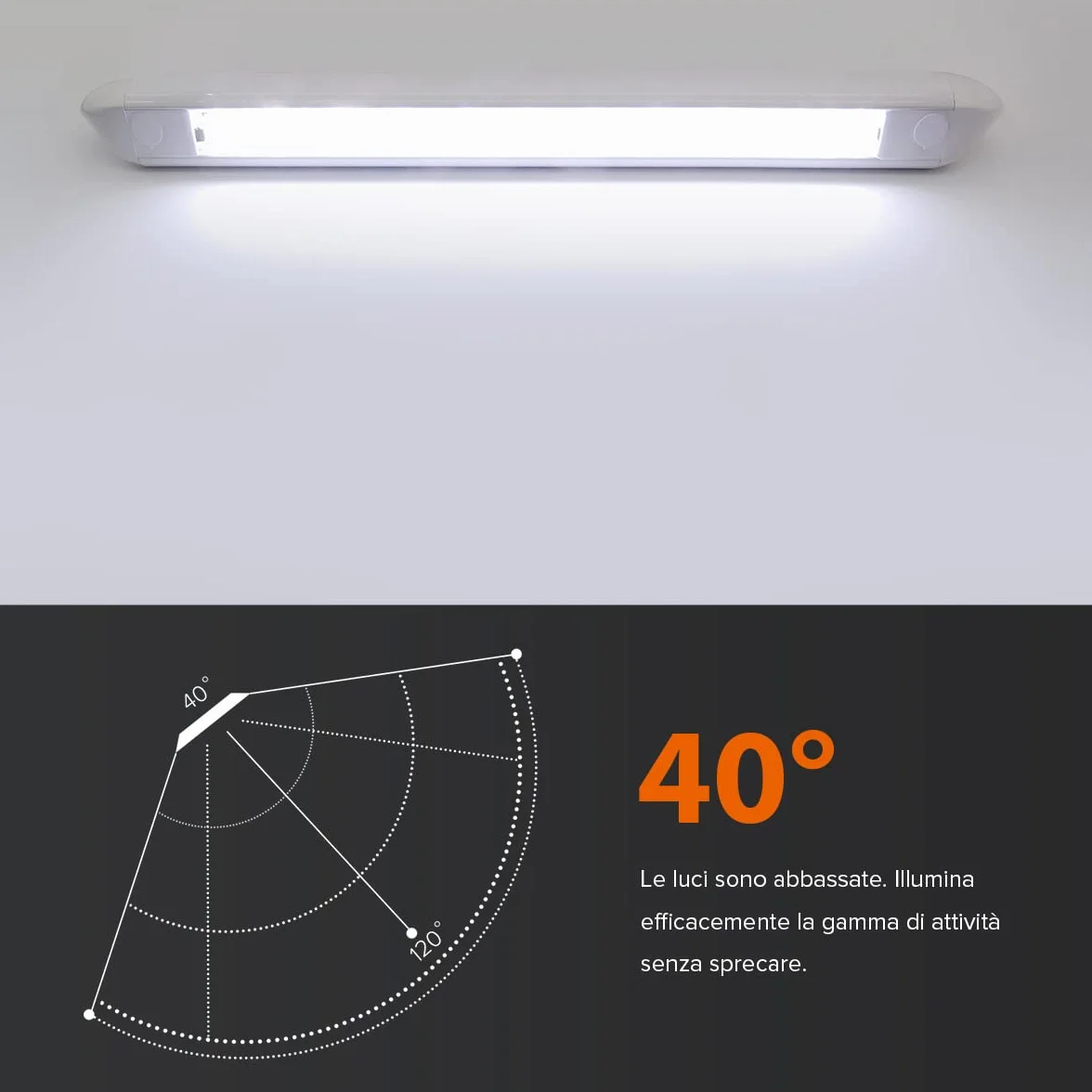 Tubo a LED Veranda 12V Lampada Camper Esterno IP66 Alluminio 550MM