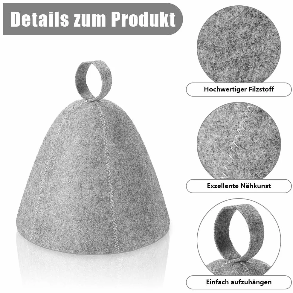 Cappelli da sauna in feltro morbido per uomo e donna grigio