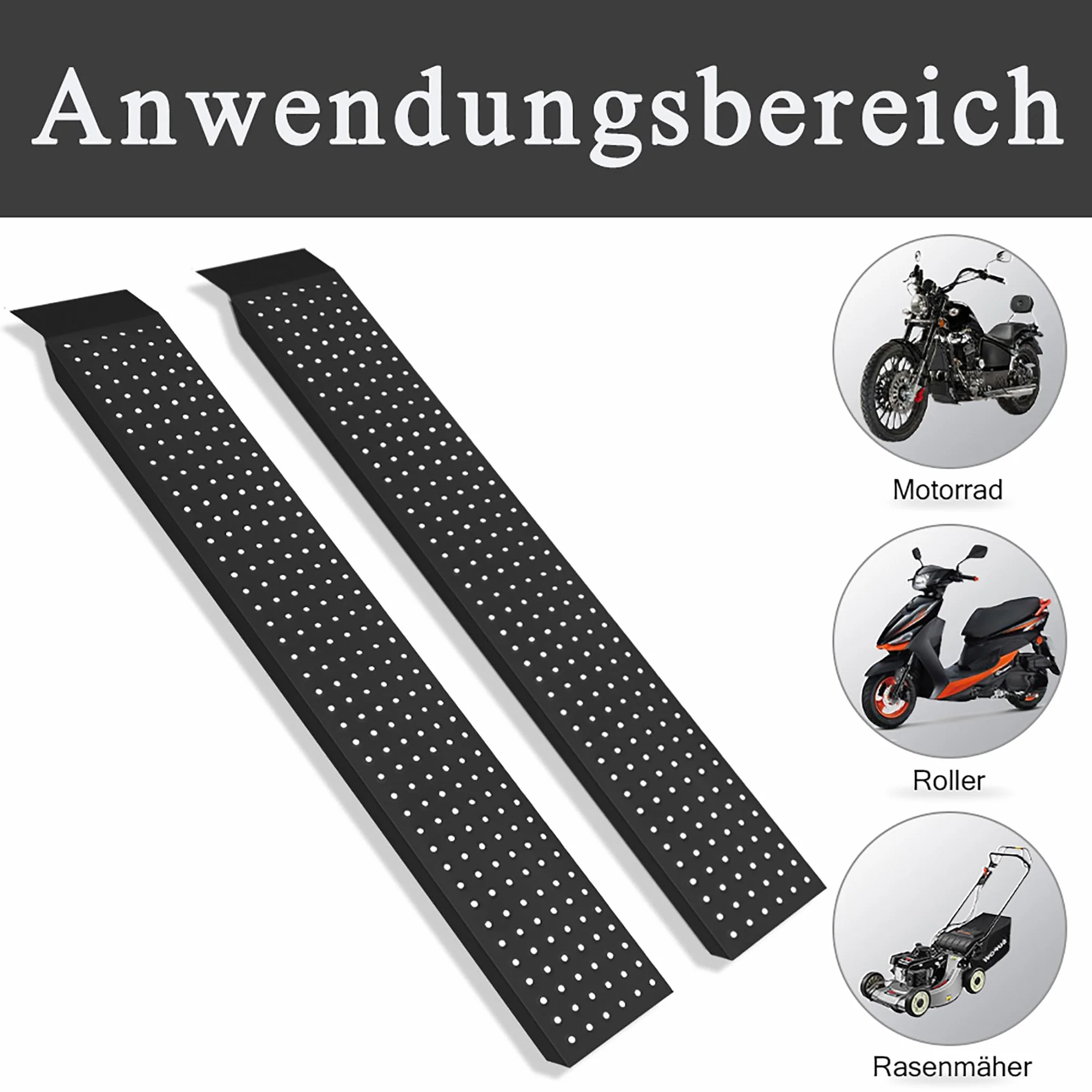 NAIZY 2X Rampa di Carico in Acciaio, 135 cm | Max 400 kg | Zincata | Antiscivolo per Auto Moto Quad PKW, Nero