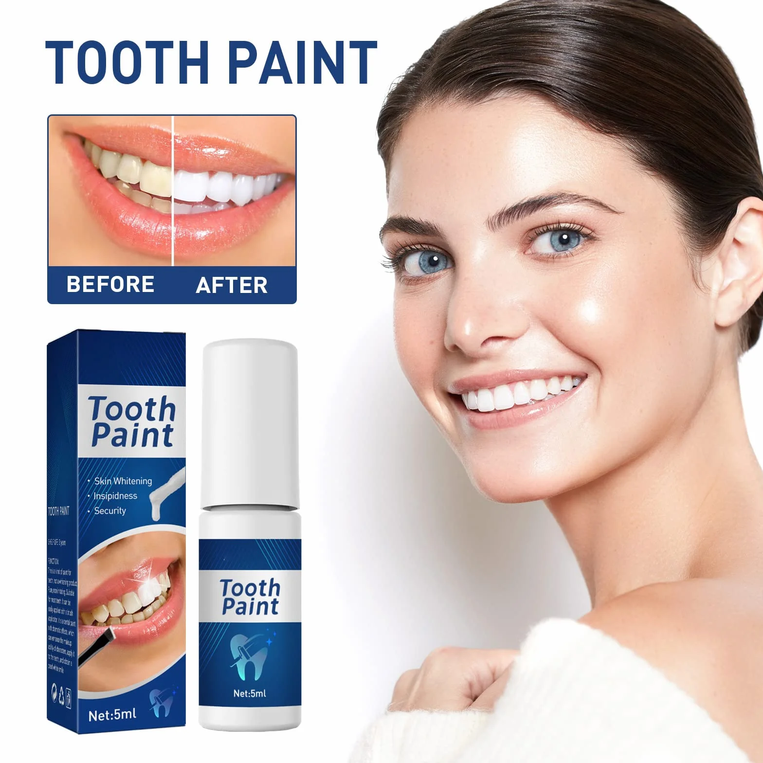 Teeth Whitening Paint, Teeth Stain Remover, Instant Whitening Gel (5Pcs)
