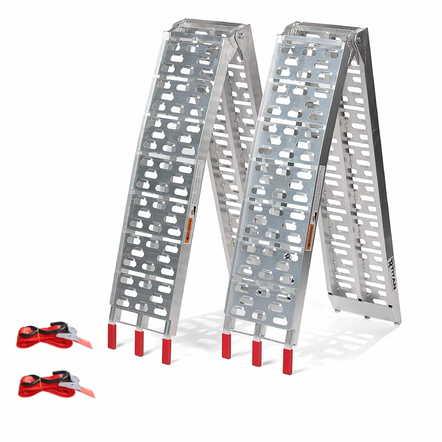 Gimisgu 2 rampe di carico pieghevoli, 680 kg, in alluminio, pieghevole, con 2 cinghie, per moto, ATV, quad, auto, rampa di carico