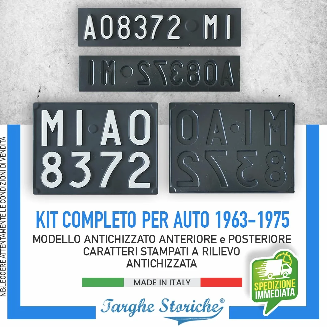 Targhe Auto in Plastica Antichizzata 1963-1975