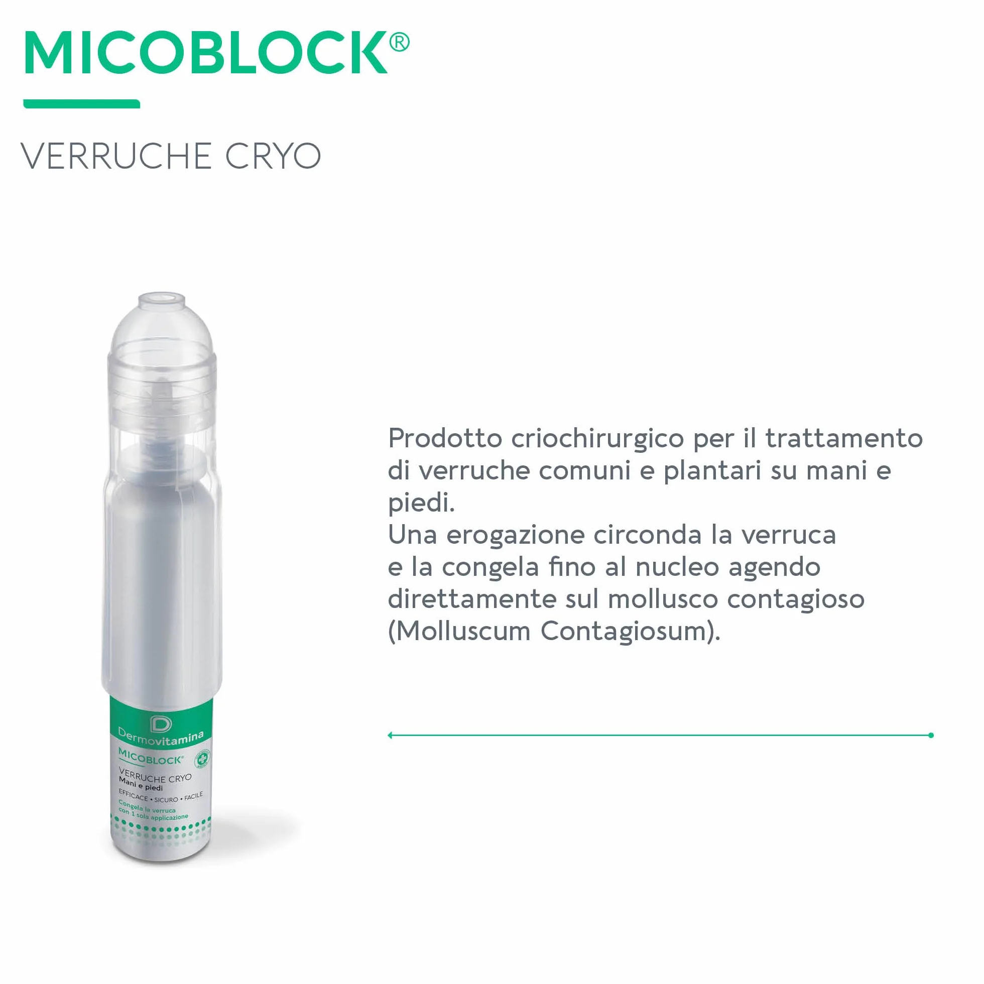 Dermovitamina Micoblock Verruche Cryo 38 ml - Rimozione Verruche per Mani e Piedi - Effetto Crioterapia per Adulti e Bambini 4+