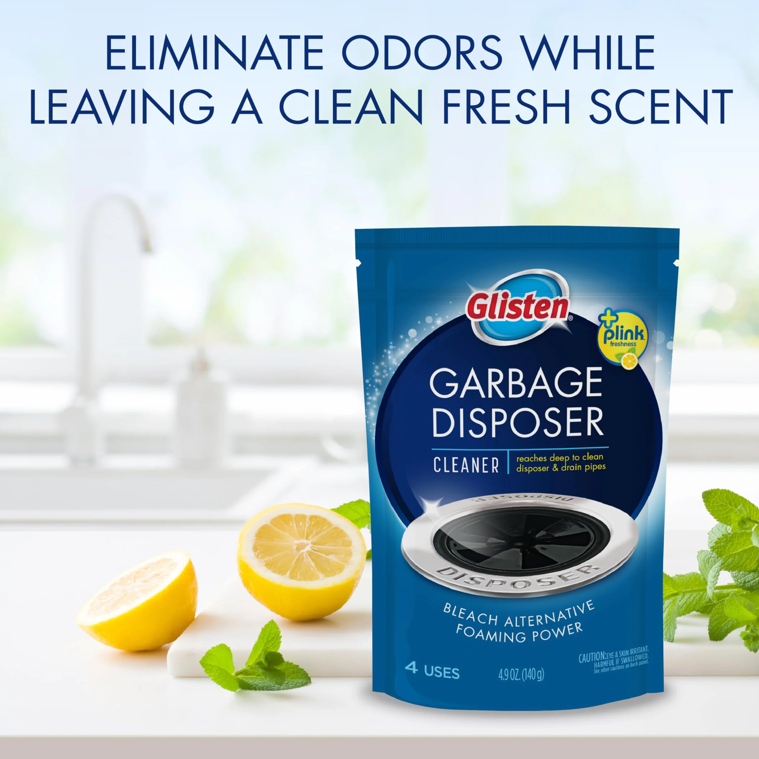 Glisten Disposer Care Foaming Garbage Disposer Cleaner 4.9 oz 4 Packets