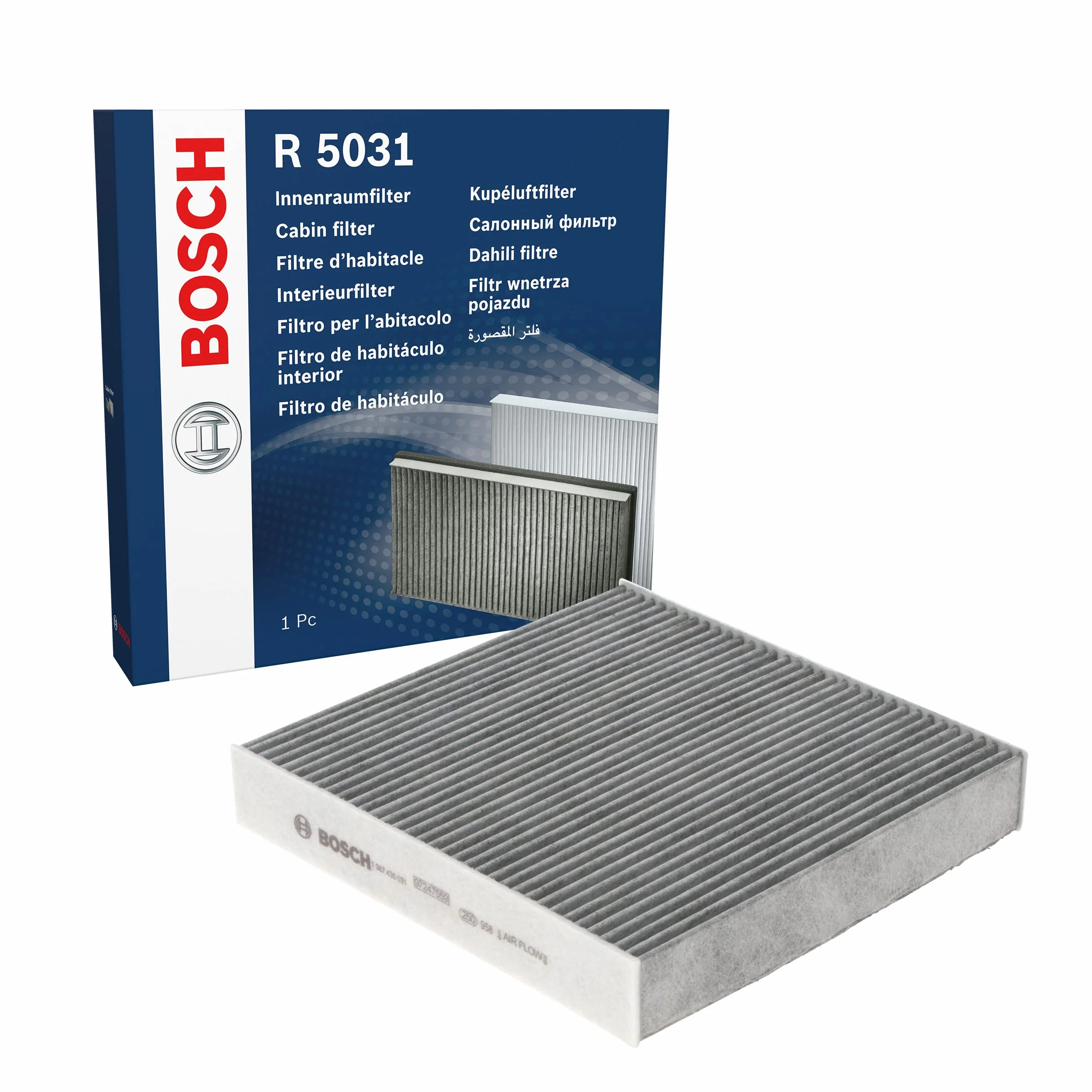 Bosch Filtro Abitacolo ai Carboni Attivi R5031, Filtro di Ricambio per aria pulita veicolo