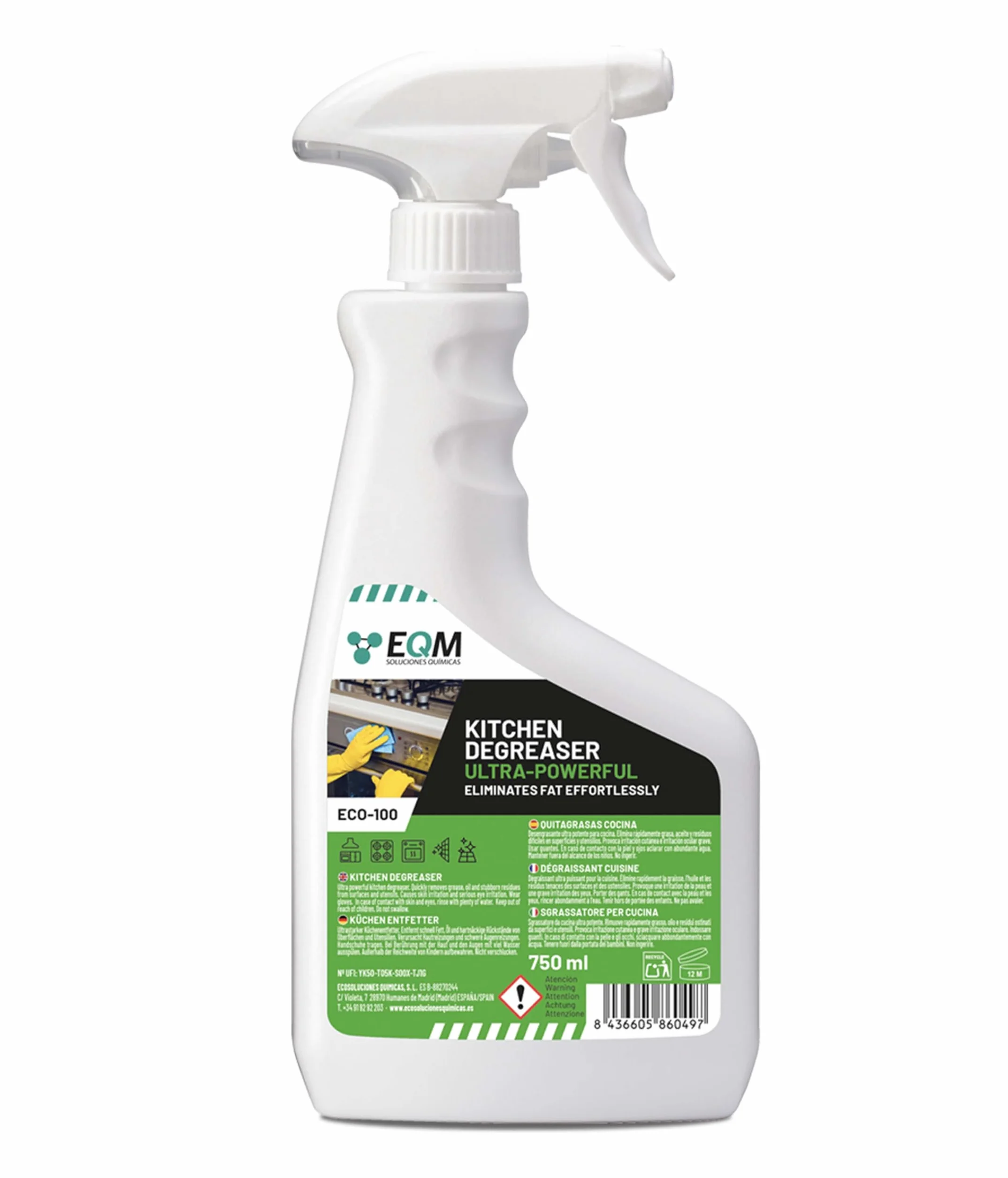 EQM ECO-100 Sgrassatore Concentrato per Cucina 750 ML