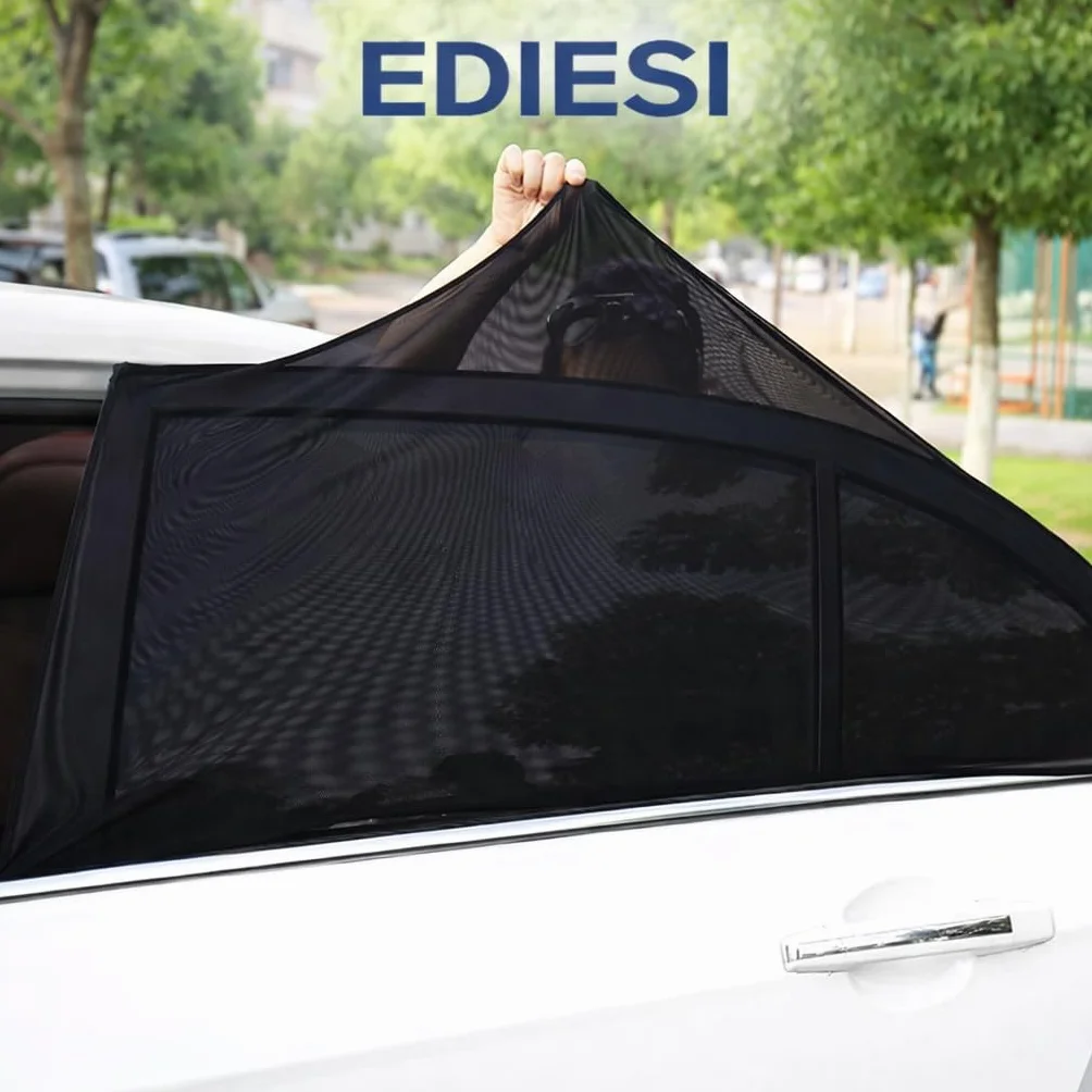 Ediesi, Parasole Auto Bambini per Finestrini Posteriori – 2 Unità, Tendine Parasole Auto Bambini Protezione UV, Tendina Auto Bambini Laterale, Facile Installazione e Adattamento Universale