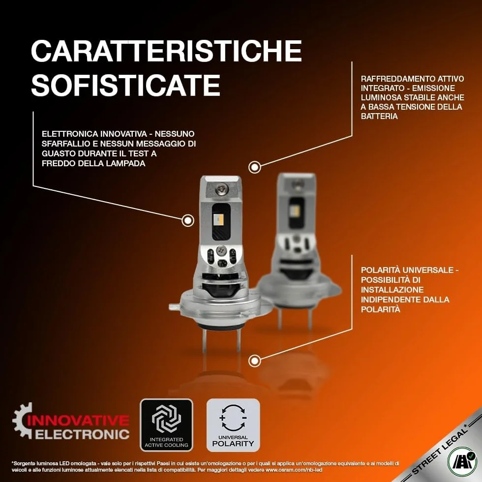 OSRAM NIGHT BREAKER LED SPEED H7 450, abbagliante e anabbagliante a LED 6000K