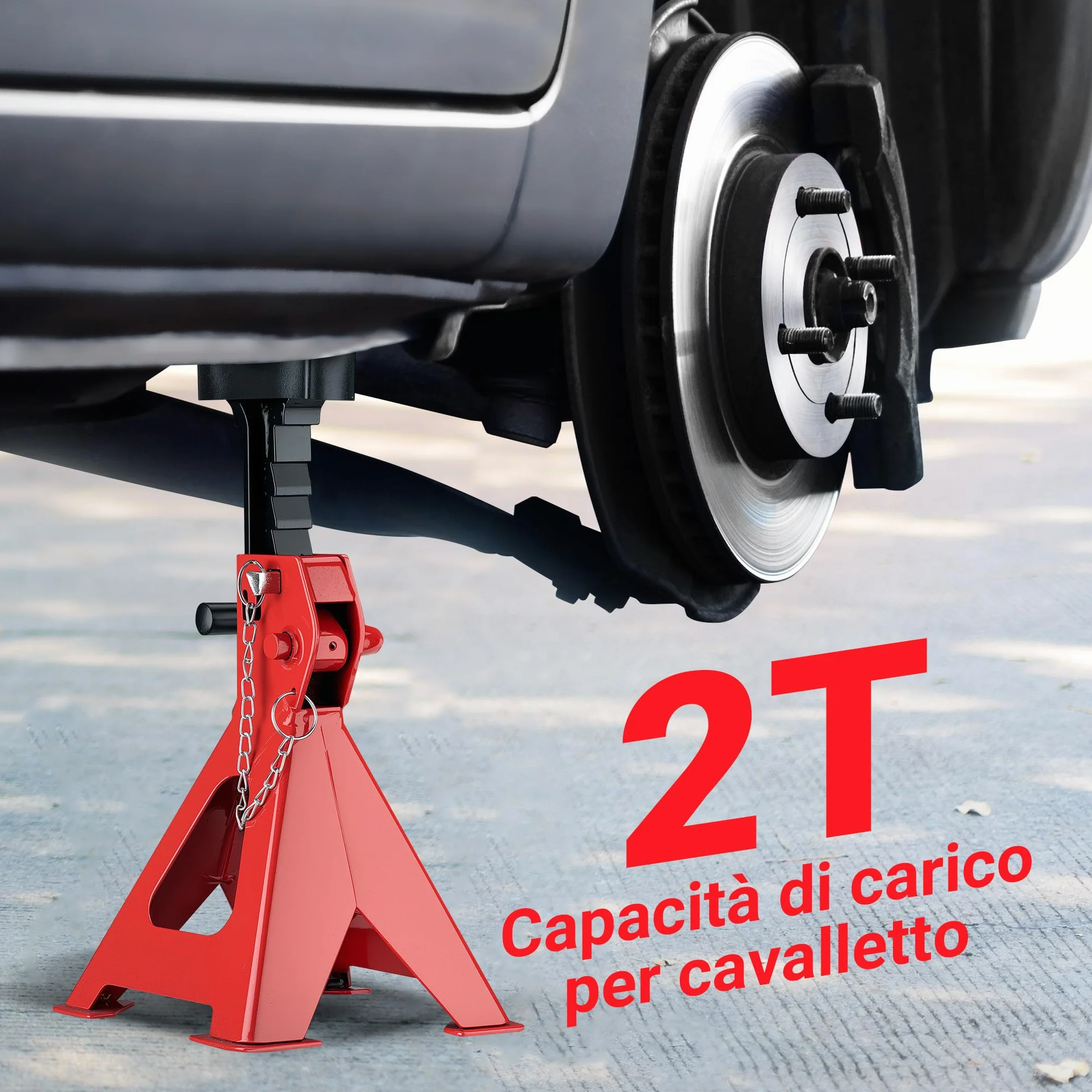 Wiltec 2 Cavalletti Auto 2 Tonnellate Altezza Sollevamento 28-42,5 cm Protezione Gomma Perno Sicurezza