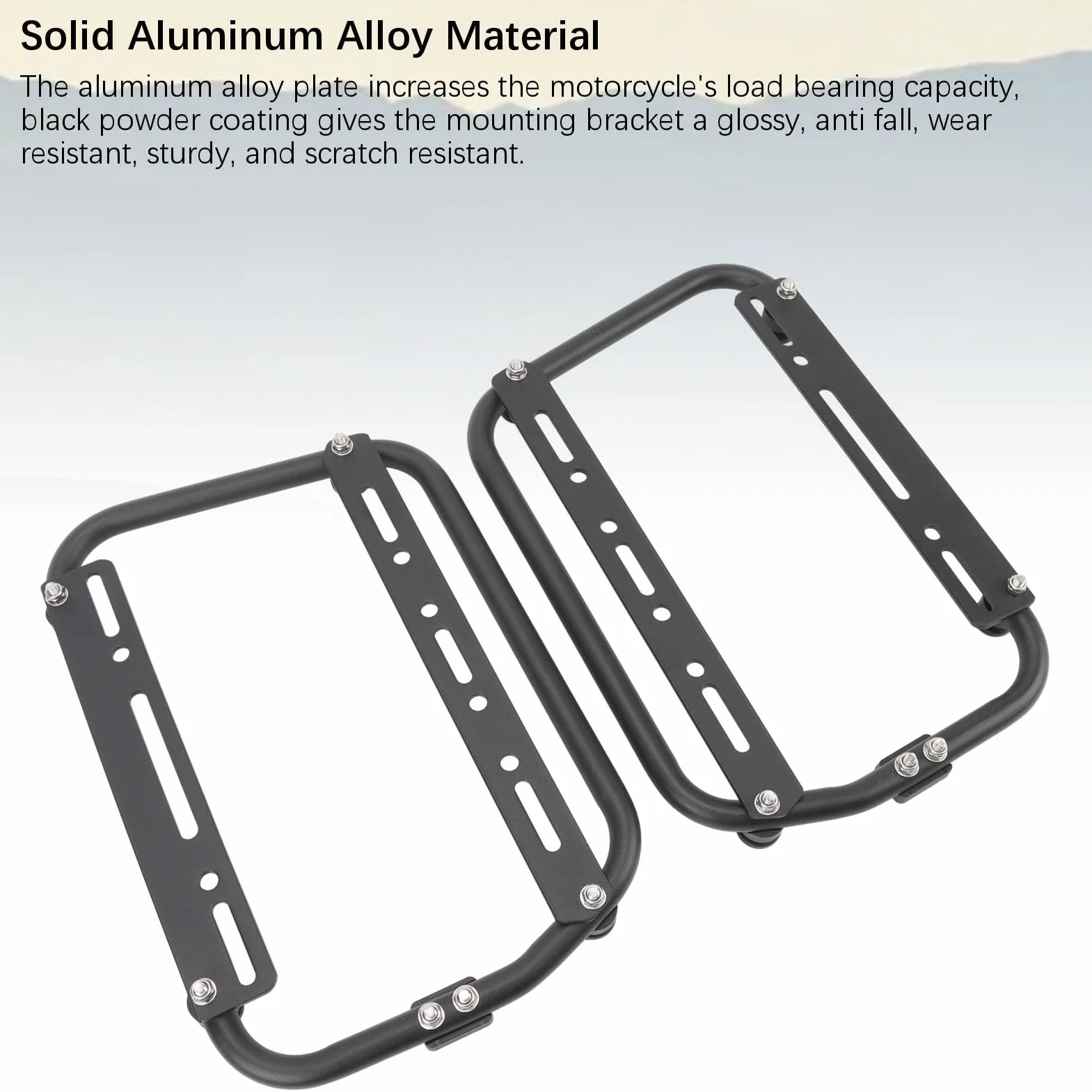 Porta Barra di Supporto per Borsa Sella Laterale, Portapacchi di Supporto Laterale per Moto, Lega di Alluminio, Verniciatura a Polvere Nera, Resistente All'usura, Robusto,