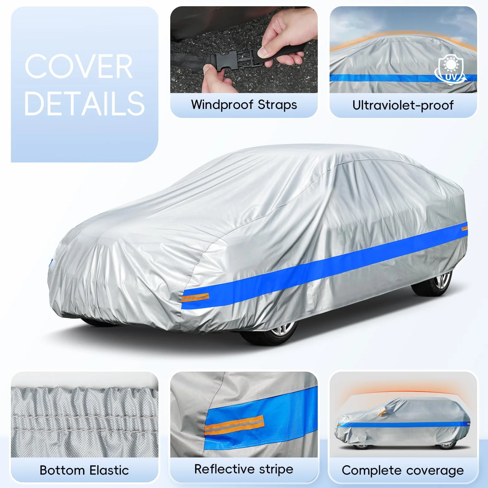 Telo Copriauto da Esterno, Holthly 10 Strati Telo Copri Auto Felpato 100% Impermeabile, Copertura Auto Antipolvere Antigraffio, Adatta per Coupé Mazda MX5, Audi TT, Fiat 124 Spider,ecc. 3S